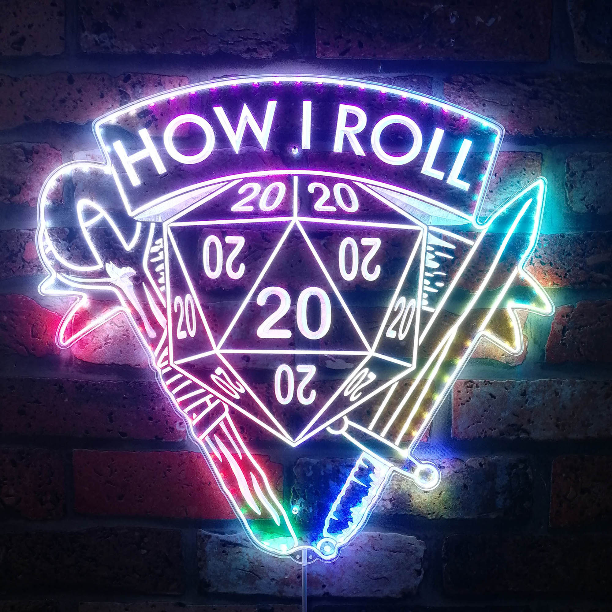 How I Roll DnD Dynamic RGB Edge Lit LED Sign