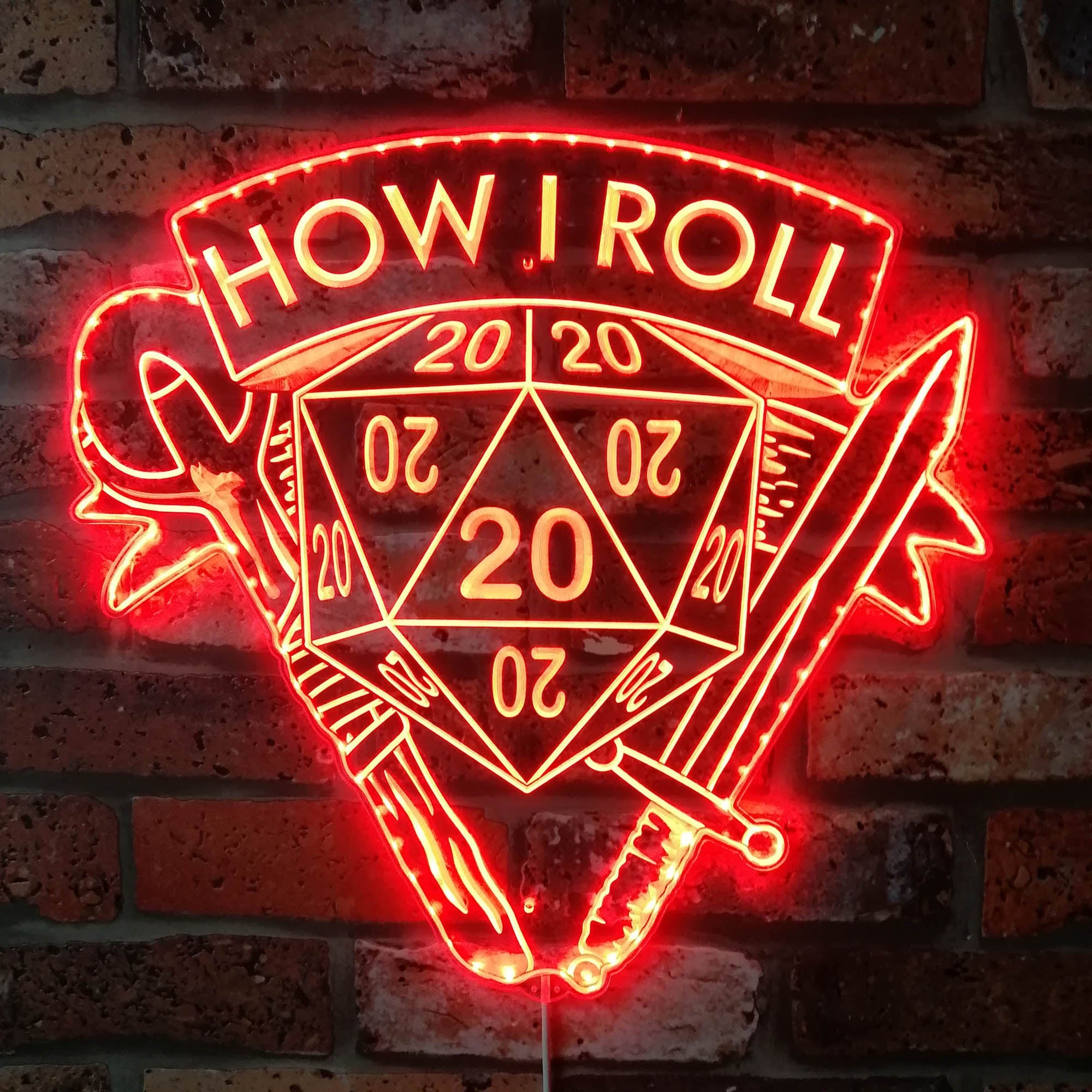 How I Roll DnD Dynamic RGB Edge Lit LED Sign