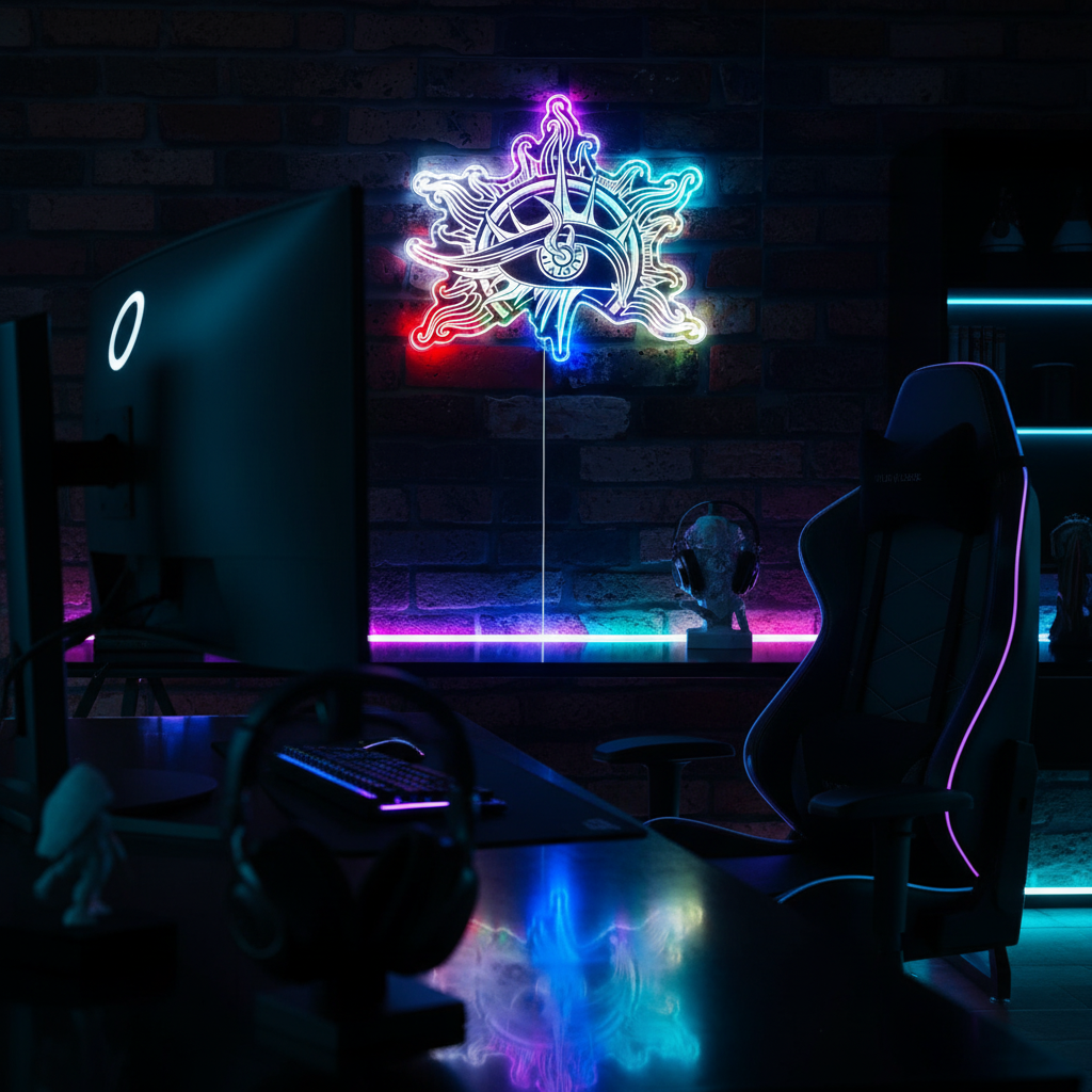 Baldur's Gate 3 Warlock Logo Neon RGB Edge Lit LED Sign