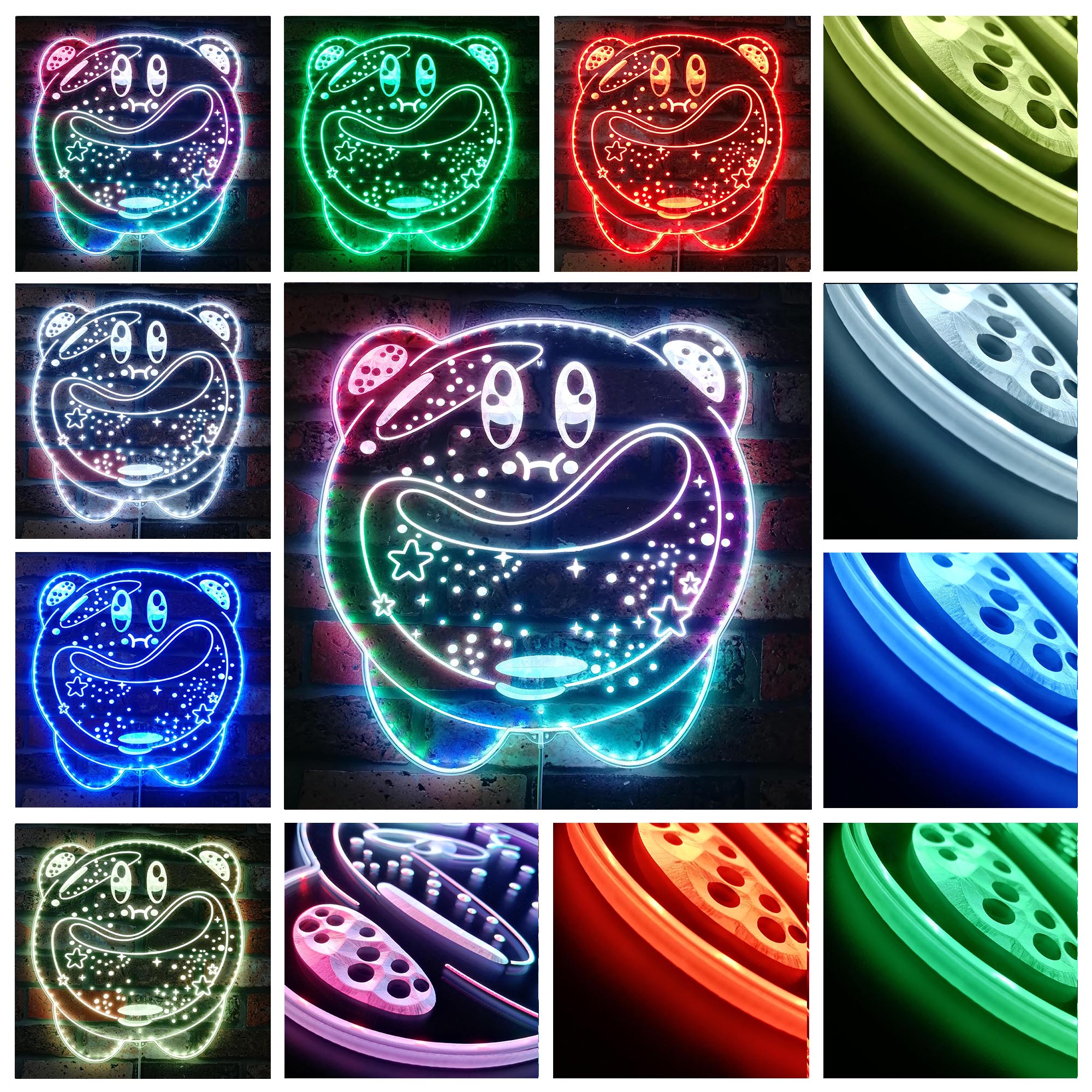 Cute Kirby Star Allies Neon RGB Edge Lit LED Sign