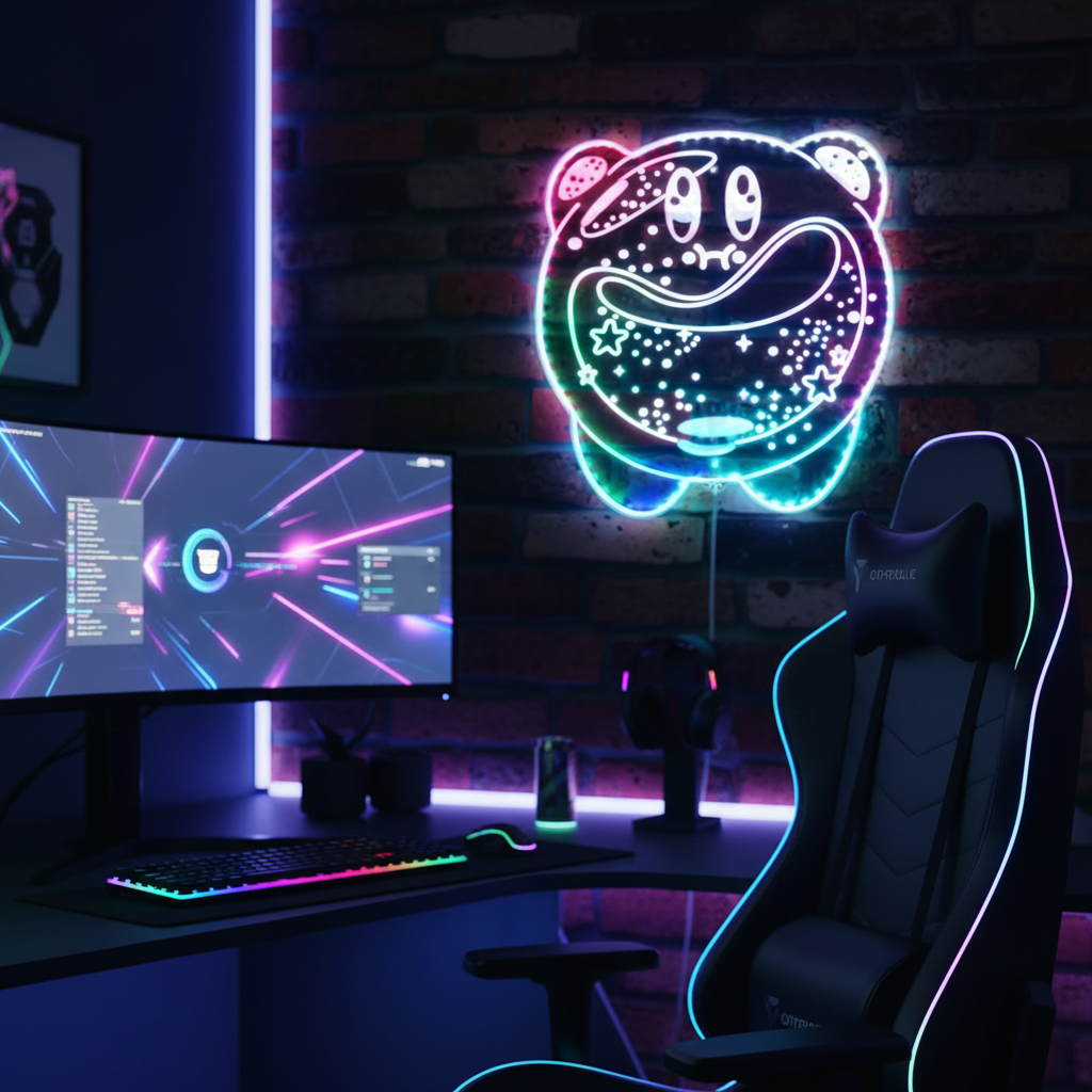 Cute Kirby Star Allies Neon RGB Edge Lit LED Sign