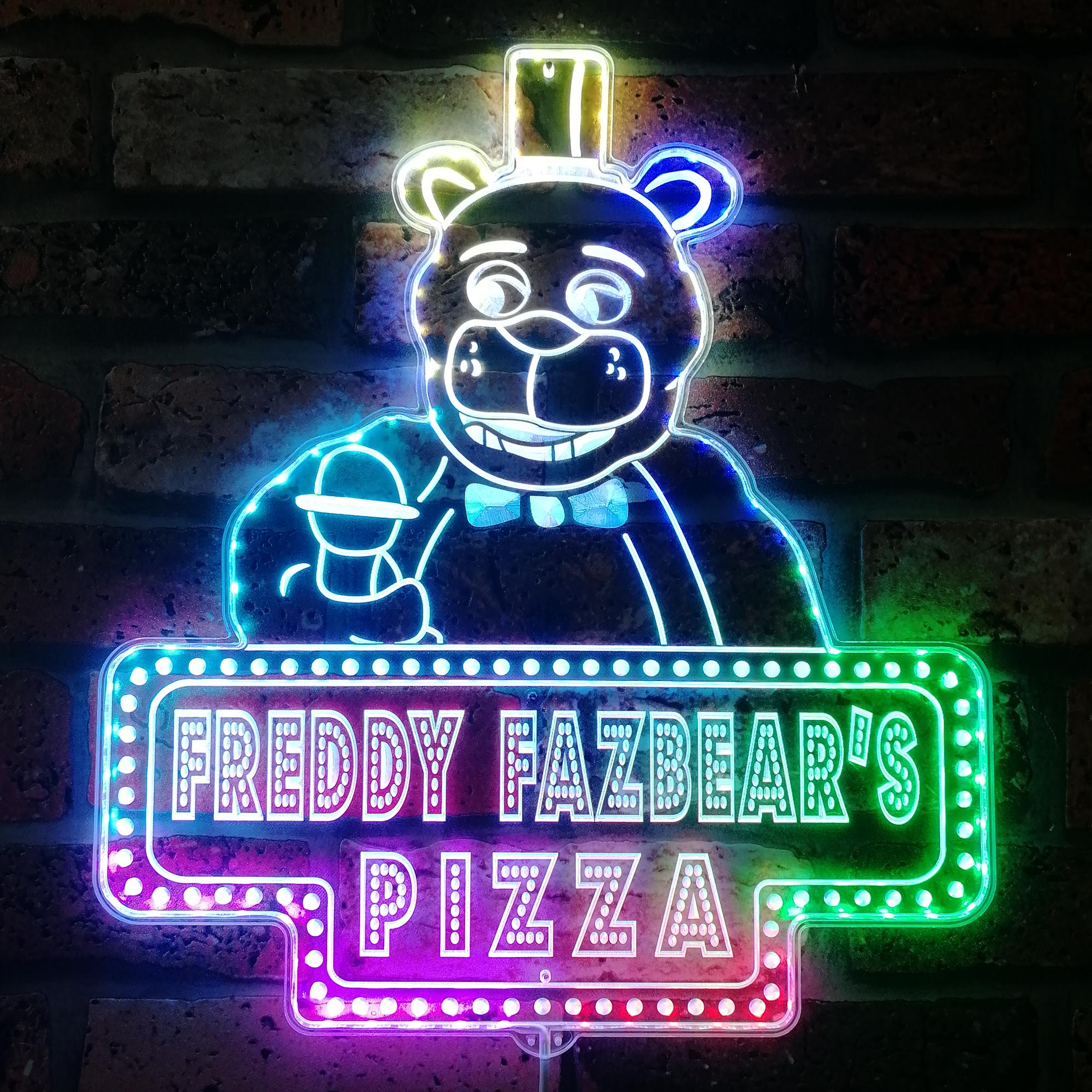 Freddy Fazbear's Pizza Dynamic RGB Edge Lit LED Sign