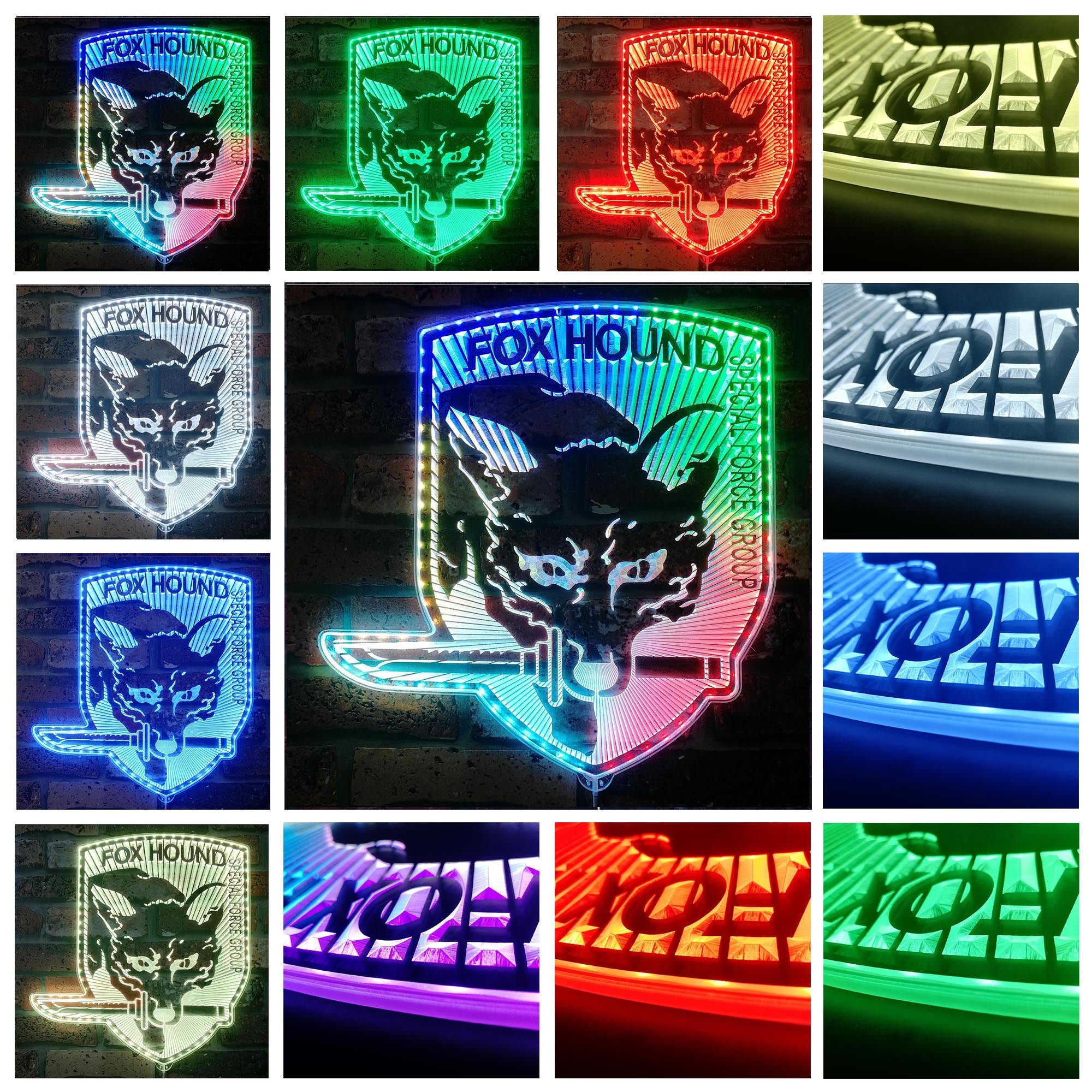 Metal Gear Fox Hound Dynamic RGB Edge Lit LED Sign