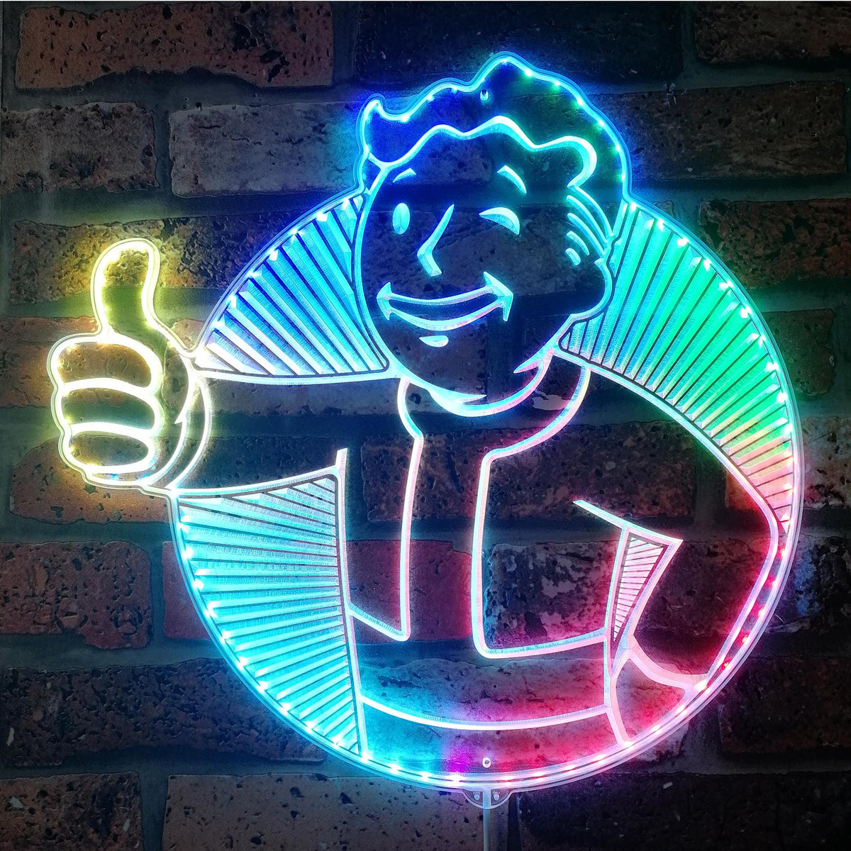 Vault Boy Fallout Dynamic RGB Edge Lit LED Sign | LEDLABCAVE