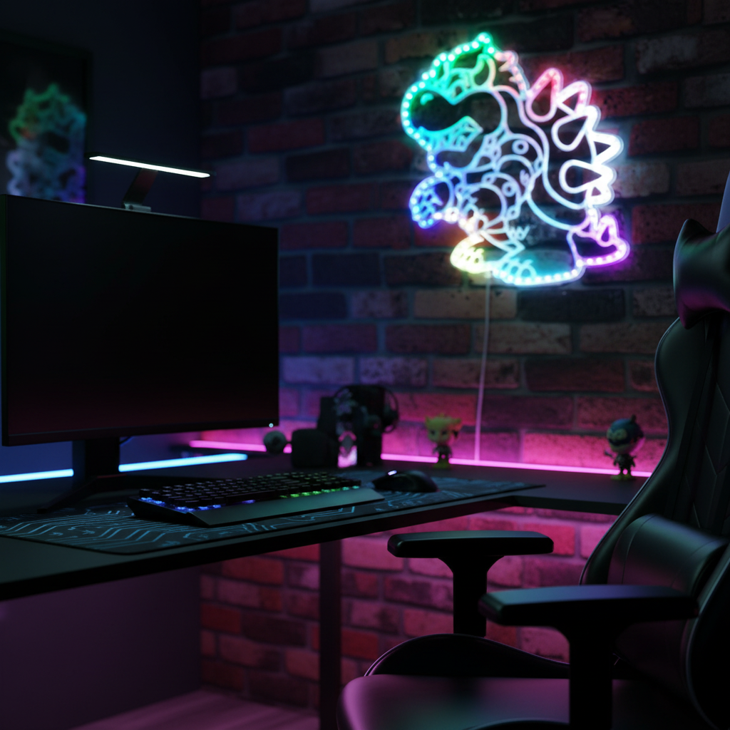 Super Mario Bowser Neon RGB Neon Edge Lit LED Sign