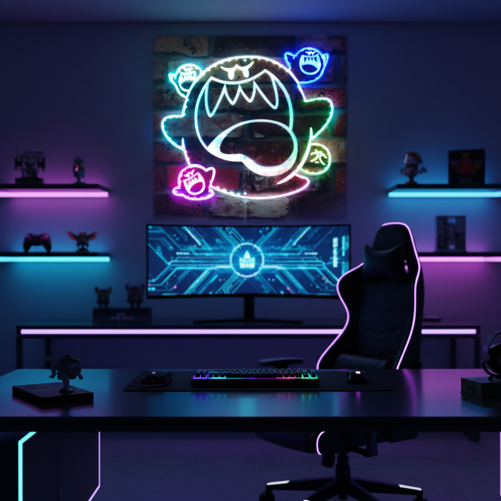 Super Mario Boo Neon RGB Edge Lit LED Sign