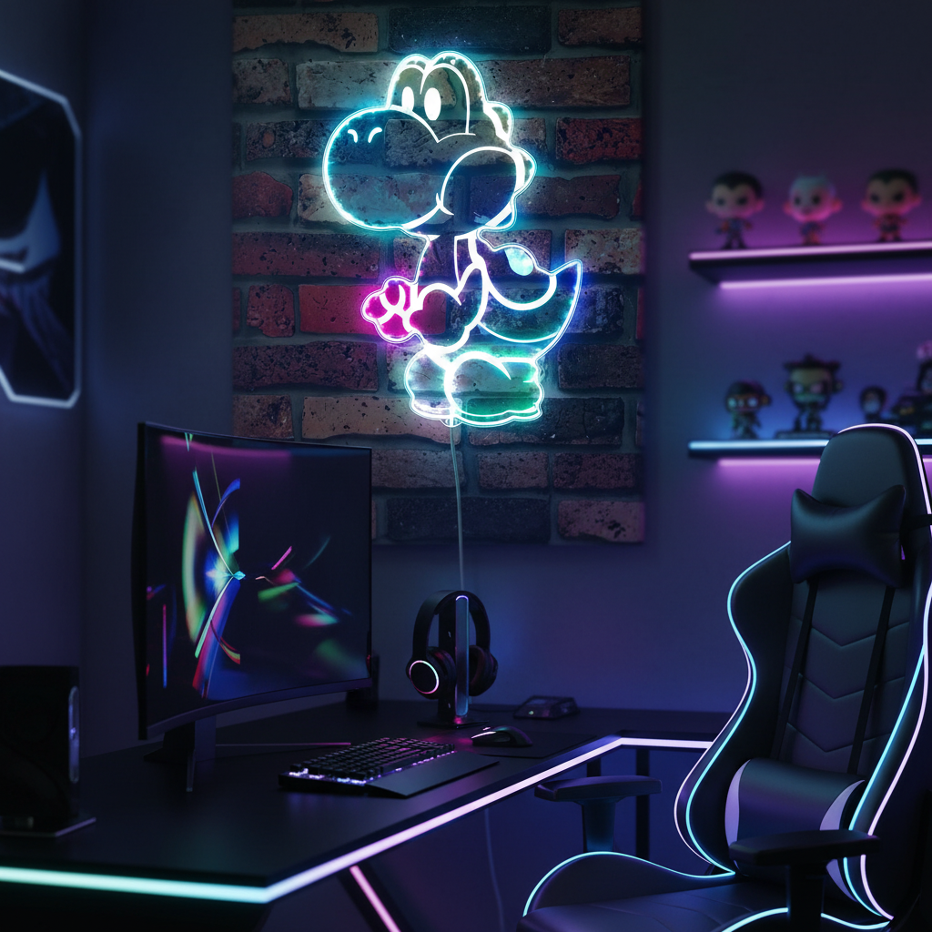 Super Mario Yoshi Dinosaur Neon RGB Edge Lit LED Sign