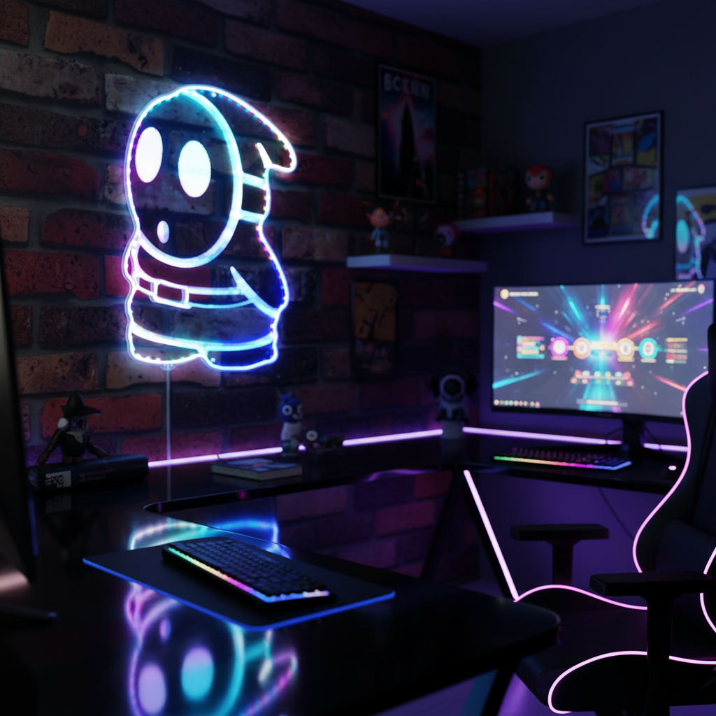 Super Mario Shy Guy Neon RGB Edge Lit LED Sign