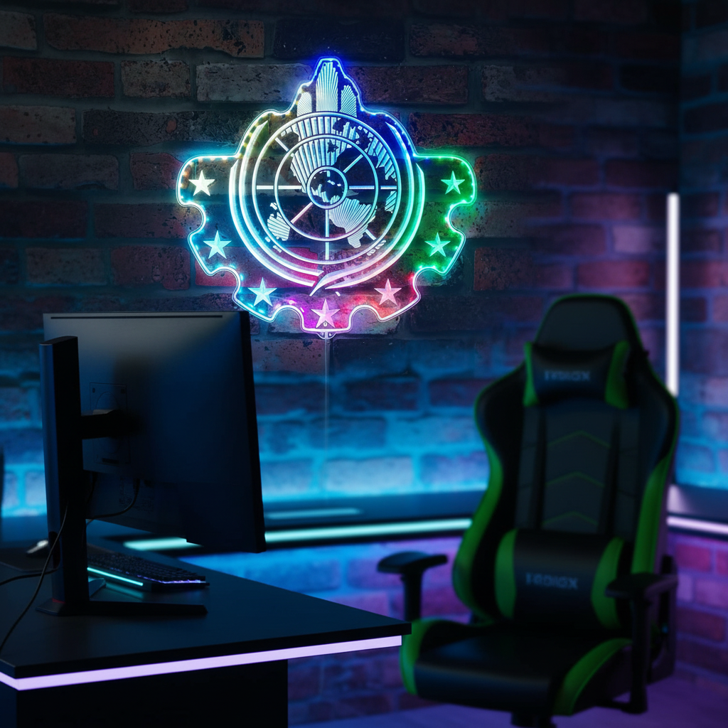 Helldivers Super Earth Neon RGB Edge Lit LED Sign