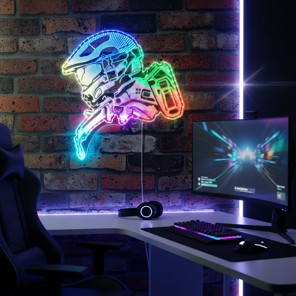 Halo Master Chief Neon RGB Edge Lit LED Sign