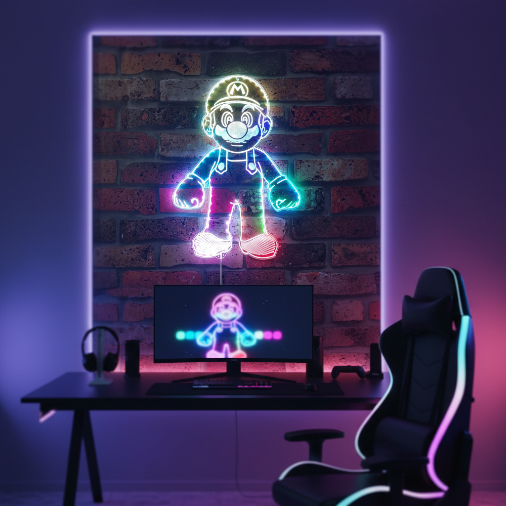 Super Mario Neon RGB Edge Lit LED Sign