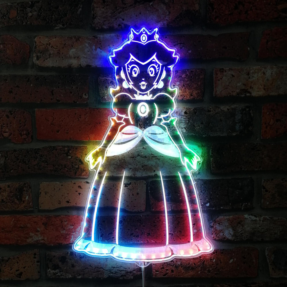 Super Mario Princess Peach Dynamic RGB Edge Lit LED Sign | LED LAB CAVE
