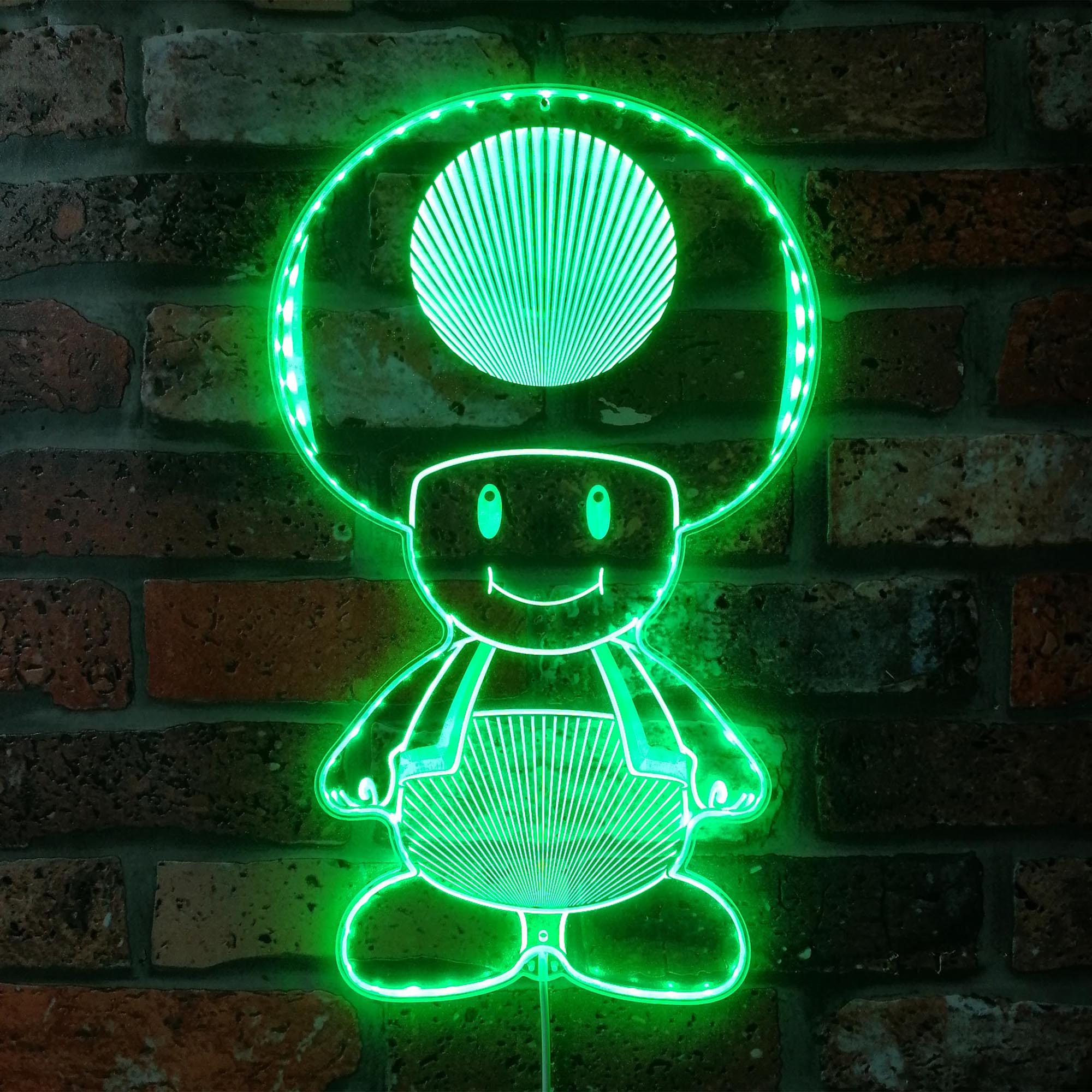 Super Mario Mushroom Toad Dynamic RGB Edge Lit LED Sign