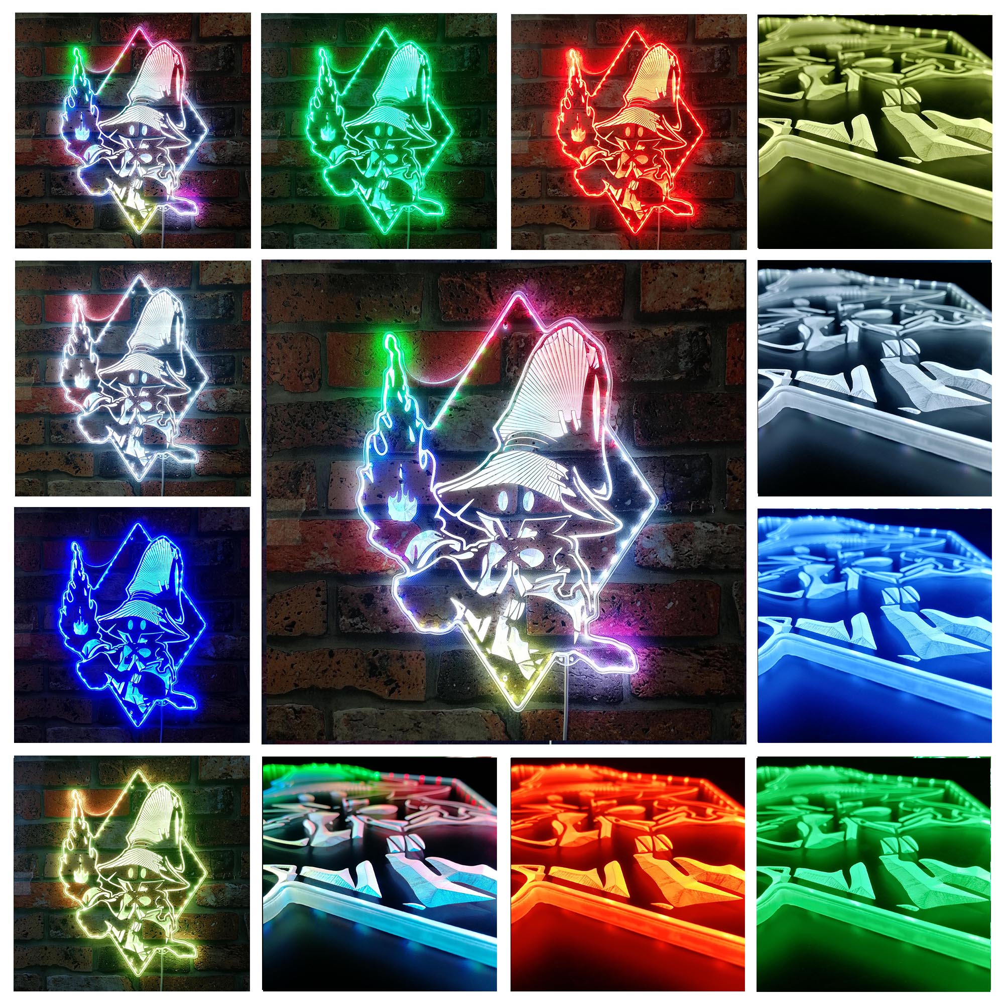 Black Mage Final Fantasy Dynamic RGB Edge Lit LED Sign