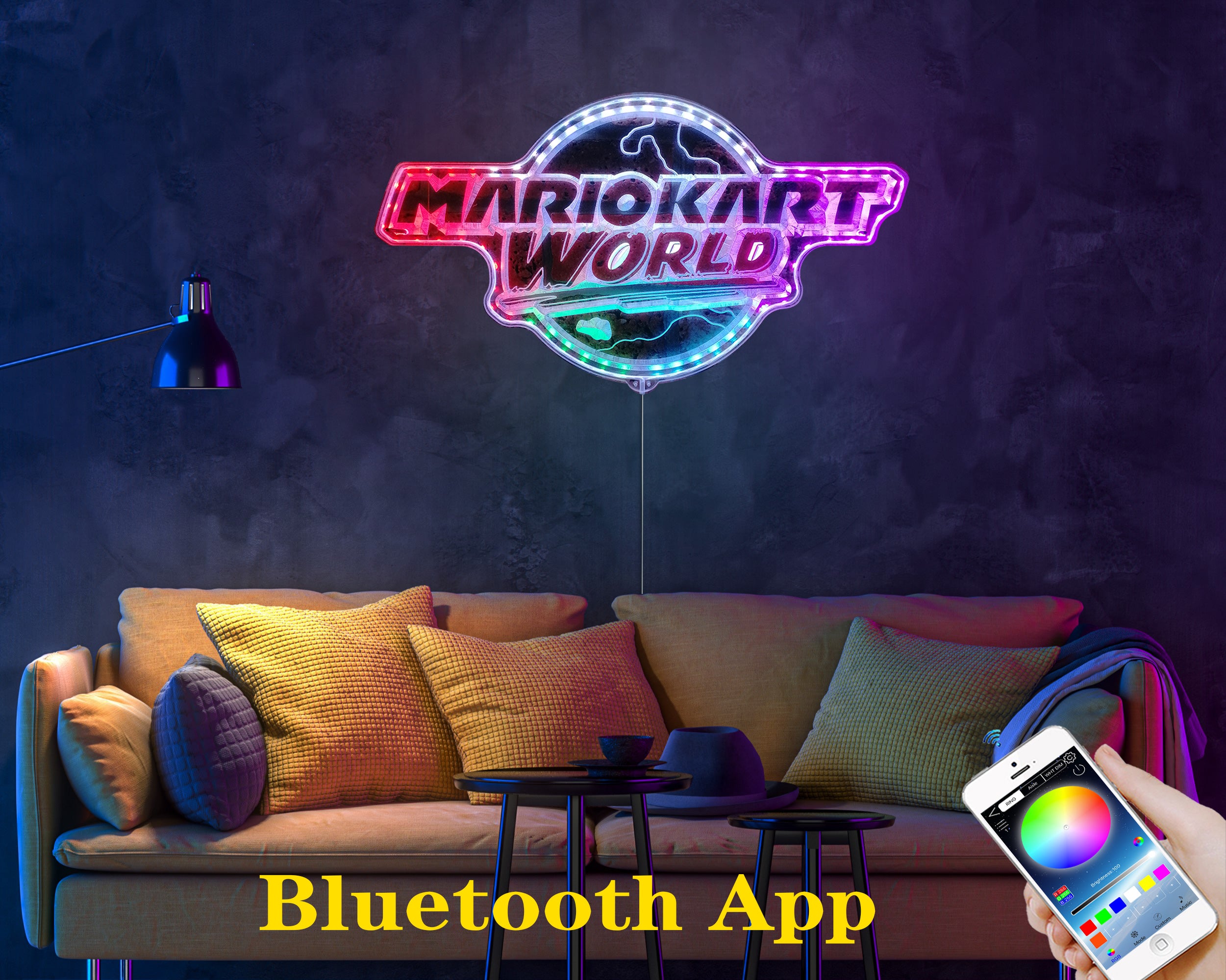 Led 0157 Mariokart World Dynamic RGB Edge Lit LED Sign | PROLEDSIGN