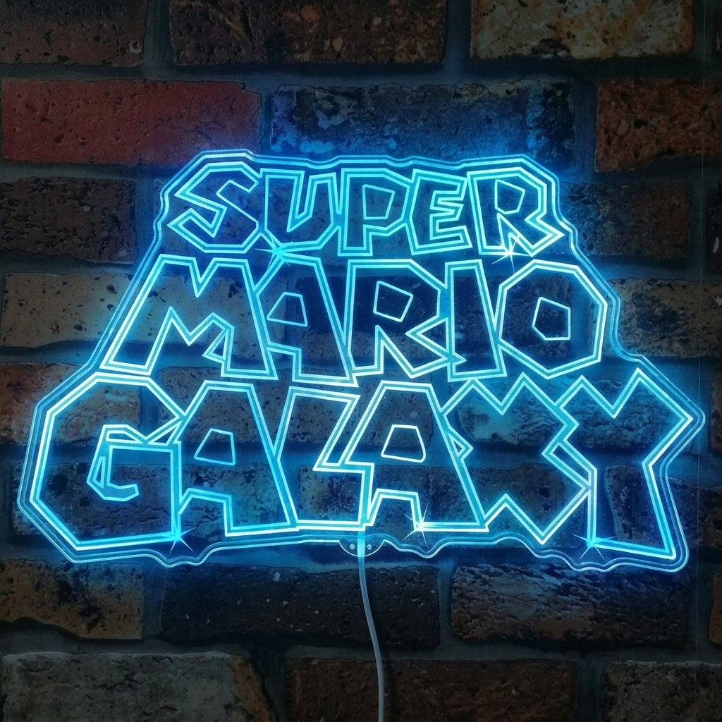 Mario Sign Texture Super Mario Galaxy Dynamic RGB Edge Lit LED Sign | PROLEDSIGN