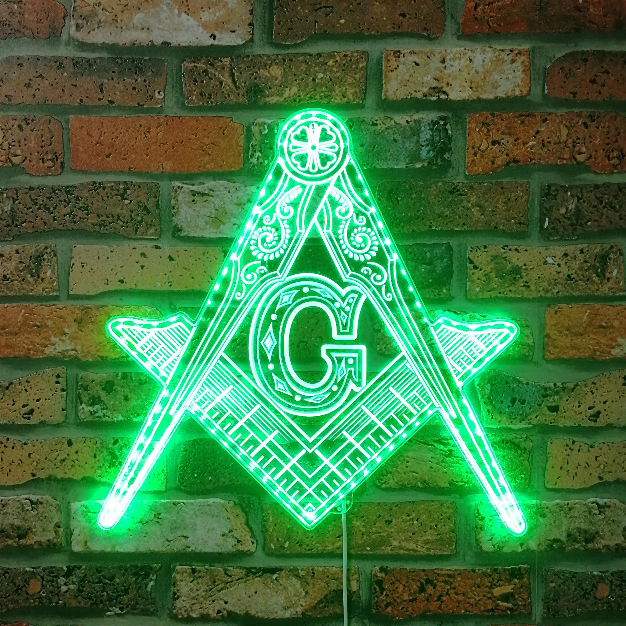 Freemason Logo, masonic Dynamic RGB Edge Lit LED Sign