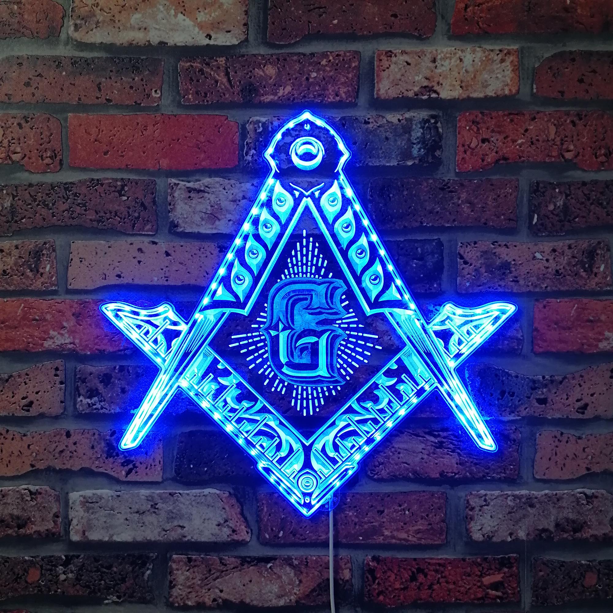 Freemason Logo, masonic Dynamic RGB Edge Lit LED Sign