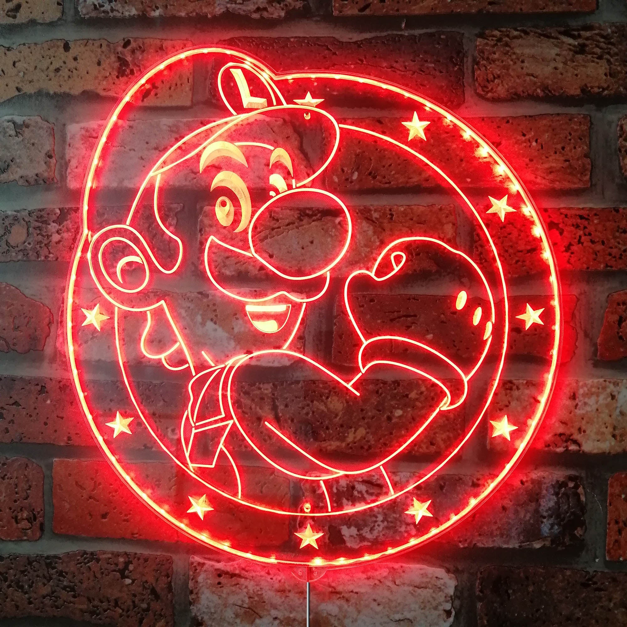 Mario Think Sign Super Mario Luigi Dynamic RGB Edge Lit LED Sign | ledlabcave