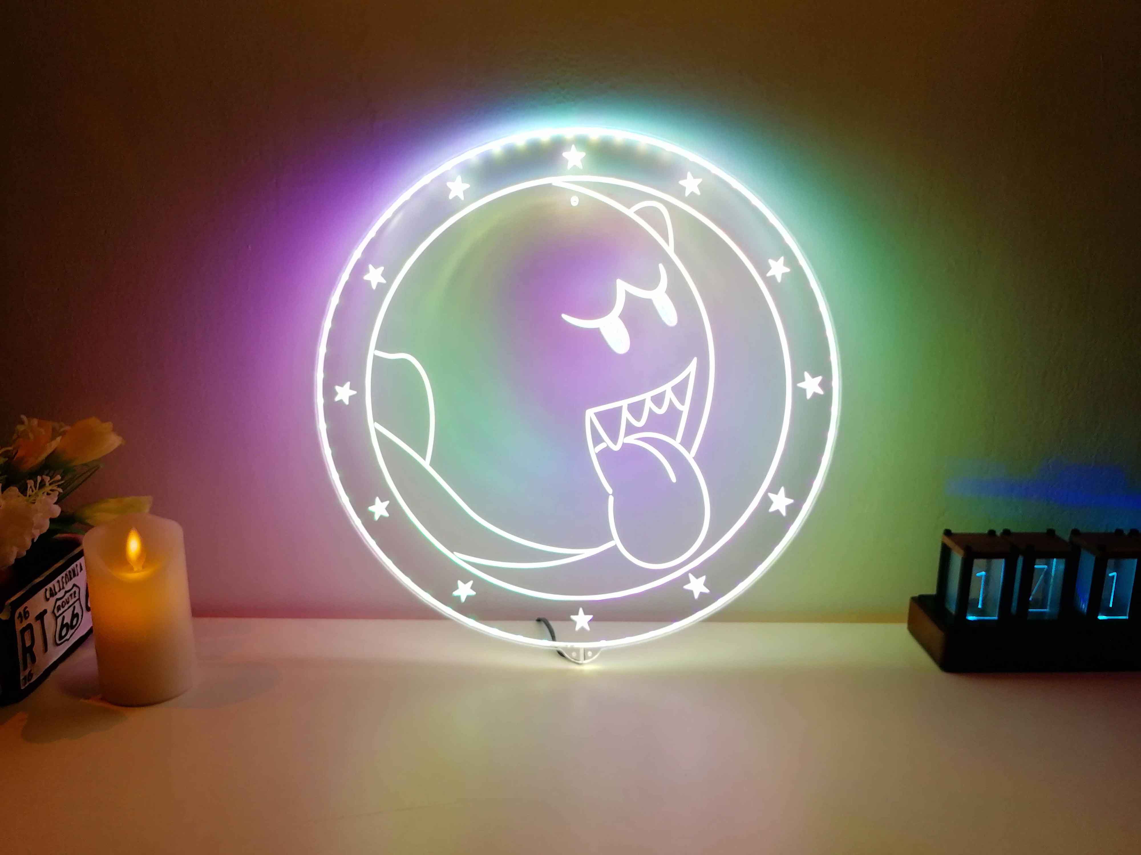 Super Mario Boo Dynamic RGB Edge Lit LED Sign