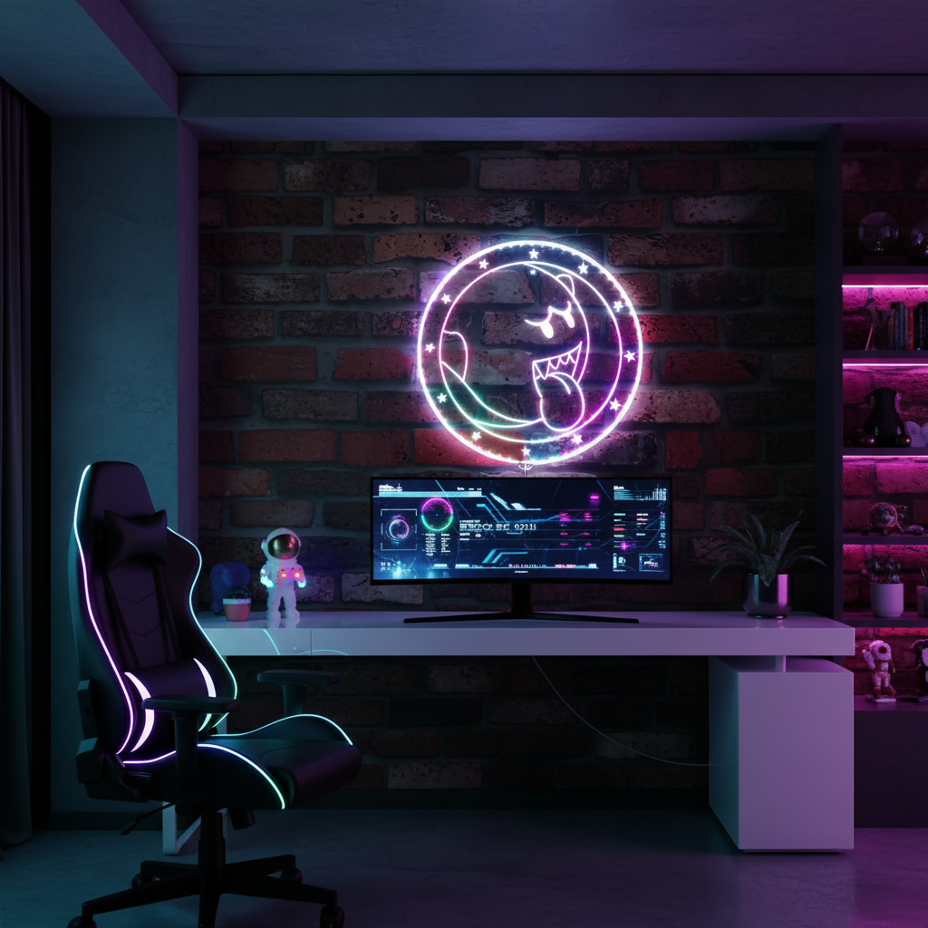 Super Mario Boo Neon RGB Edge Lit LED Sign