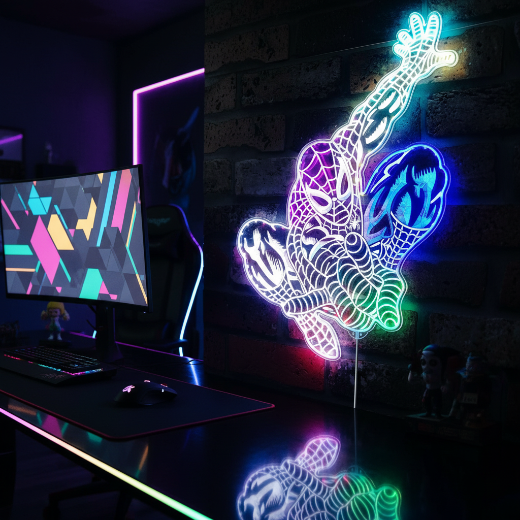 Spider Man Marvels Neon RGB Edge Lit LED Sign