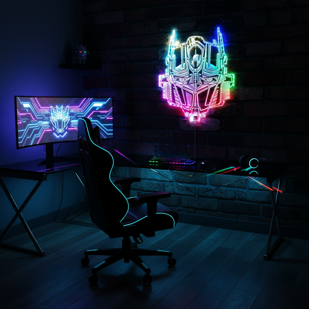 Optimus Prime head Neon RGB Edge Lit LED Sign