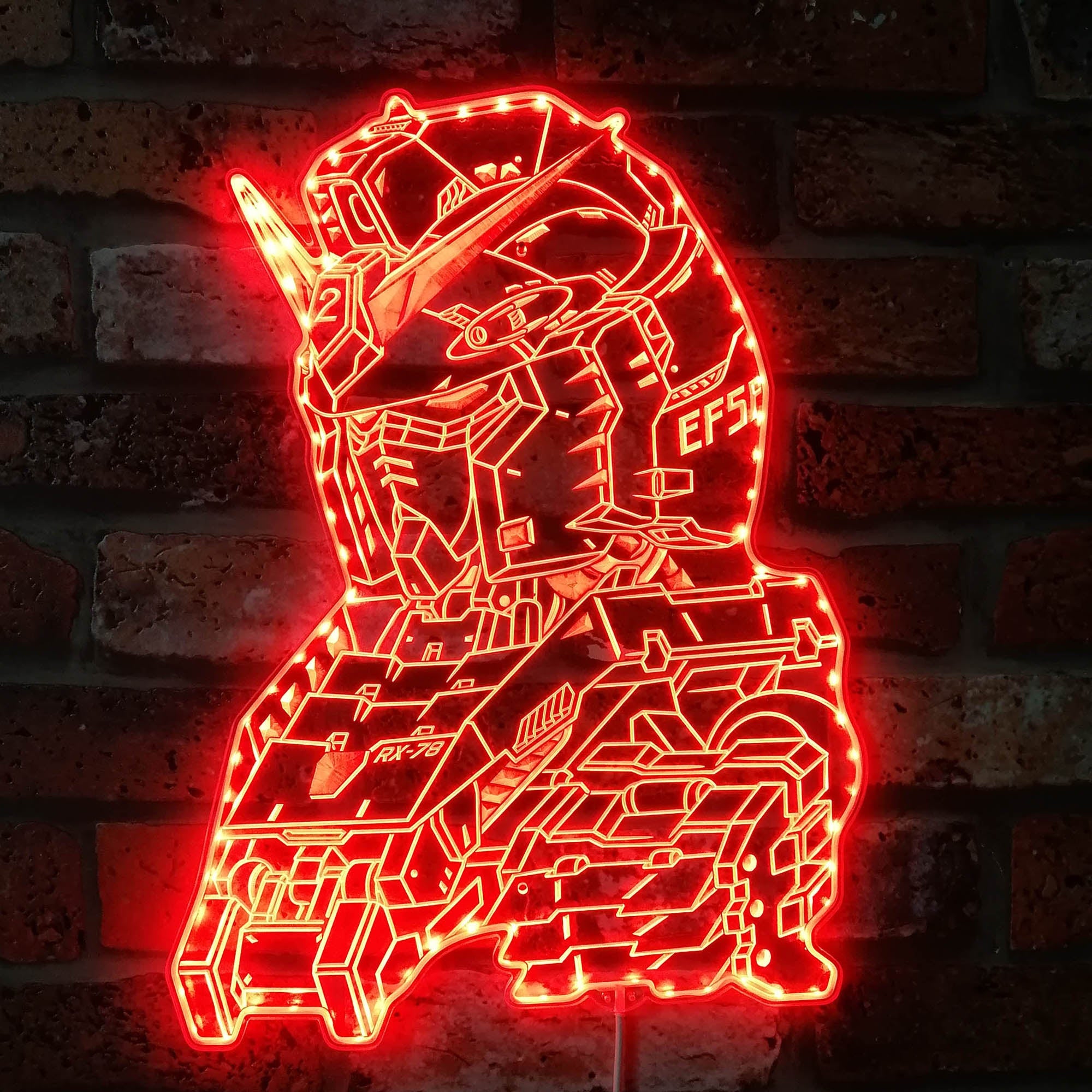 Mobile Suit Gundam Rx-78 Dynamic RGB Edge Lit LED Sign