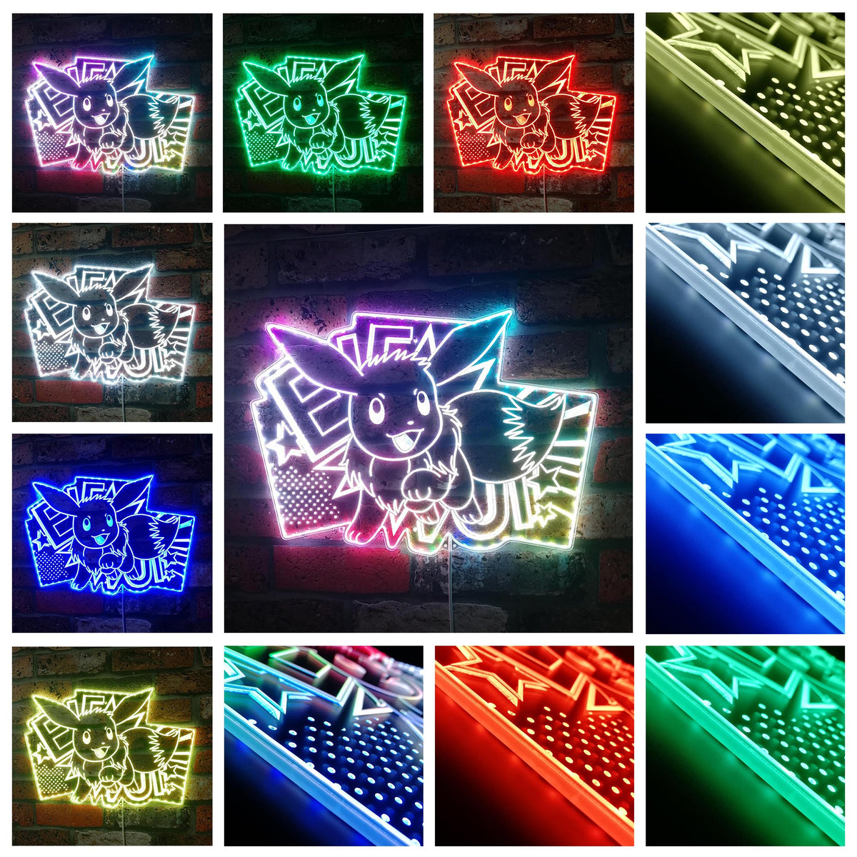 Pokemon Eevee Dynamic RGB Edge Lit LED Sign | PROLEDSIGN