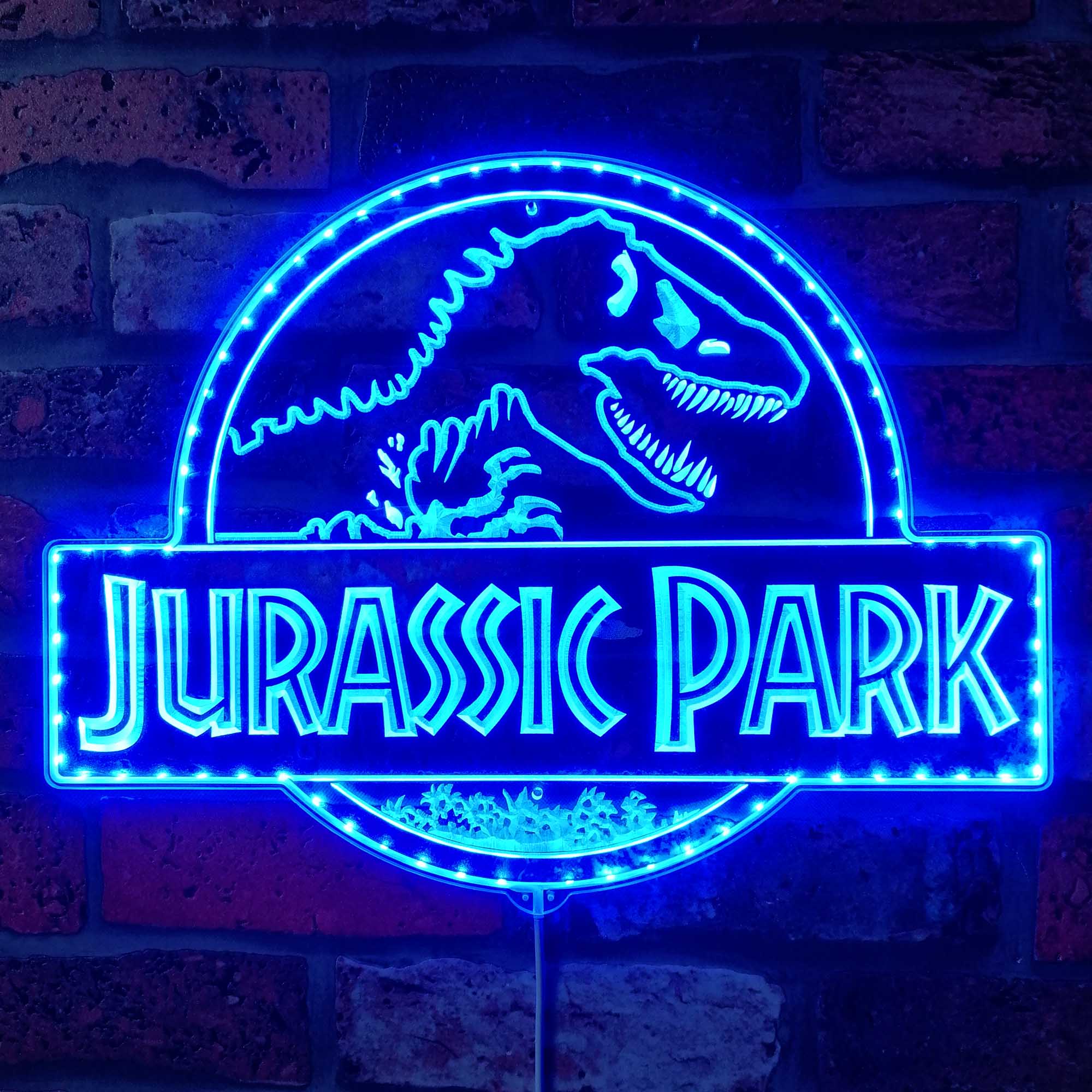 Personalized Jurassic Park Name Dynamic RGB Edge Lit LED Sign