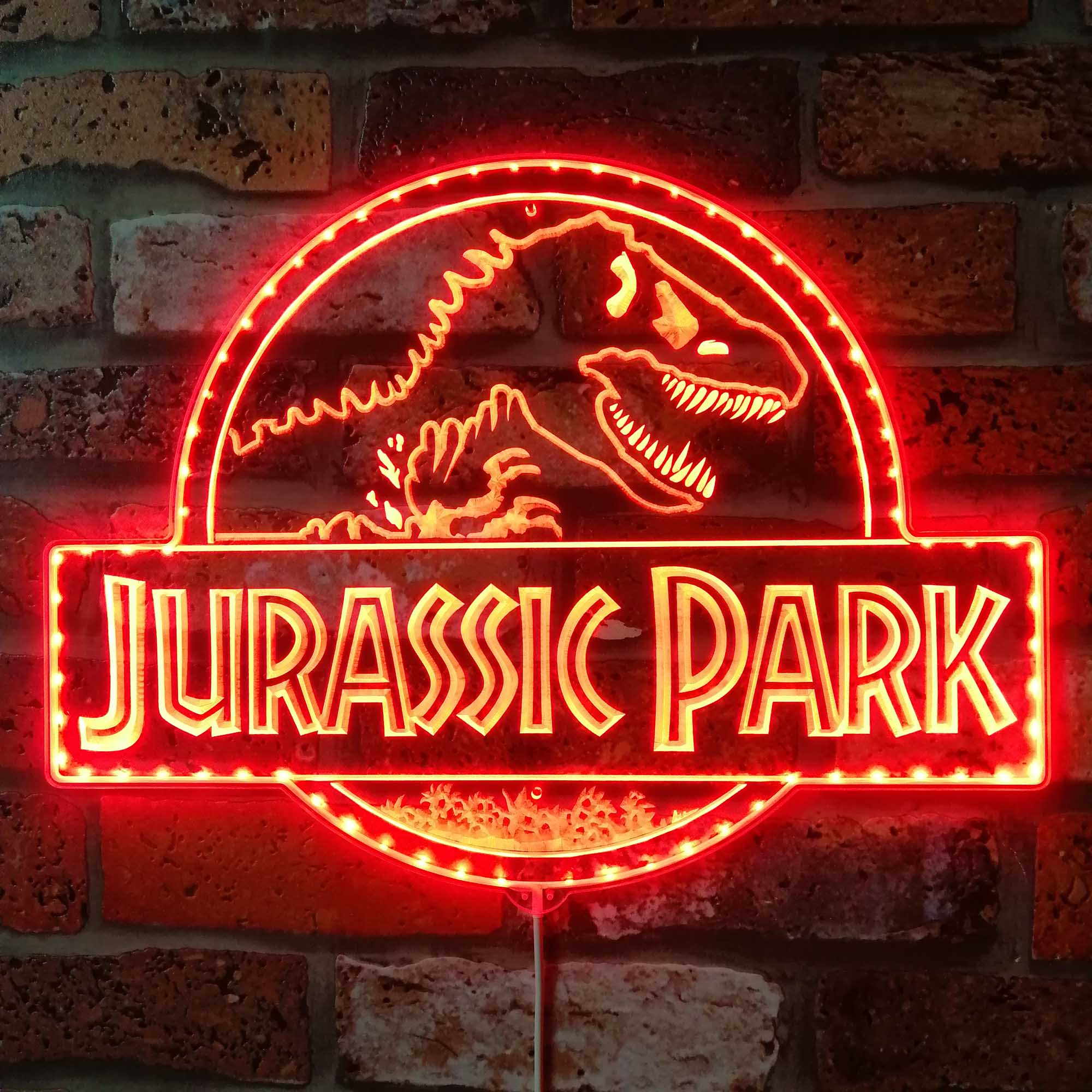 Personalized Jurassic Park Name Dynamic RGB Edge Lit LED Sign