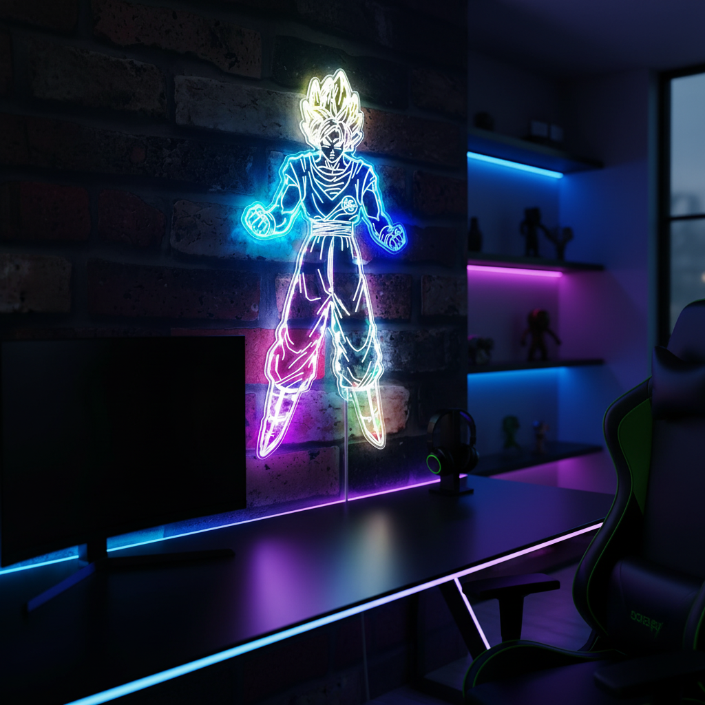 Dragonball Goku Supersaiyan Neon RGB Edge Lit LED Sign