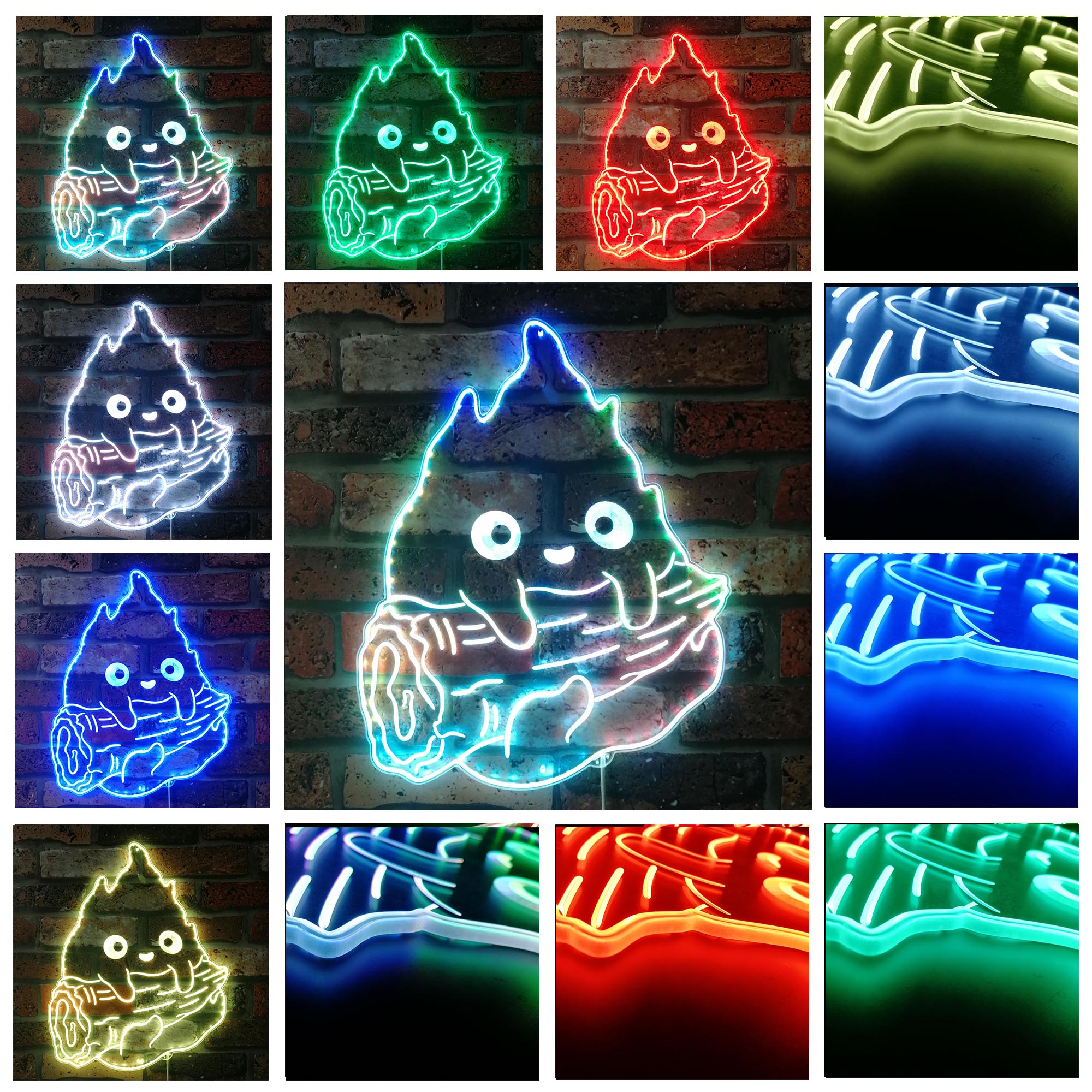 Calcifer Fire Flame Cute Anime Neon RGB Edge Lit LED Sign