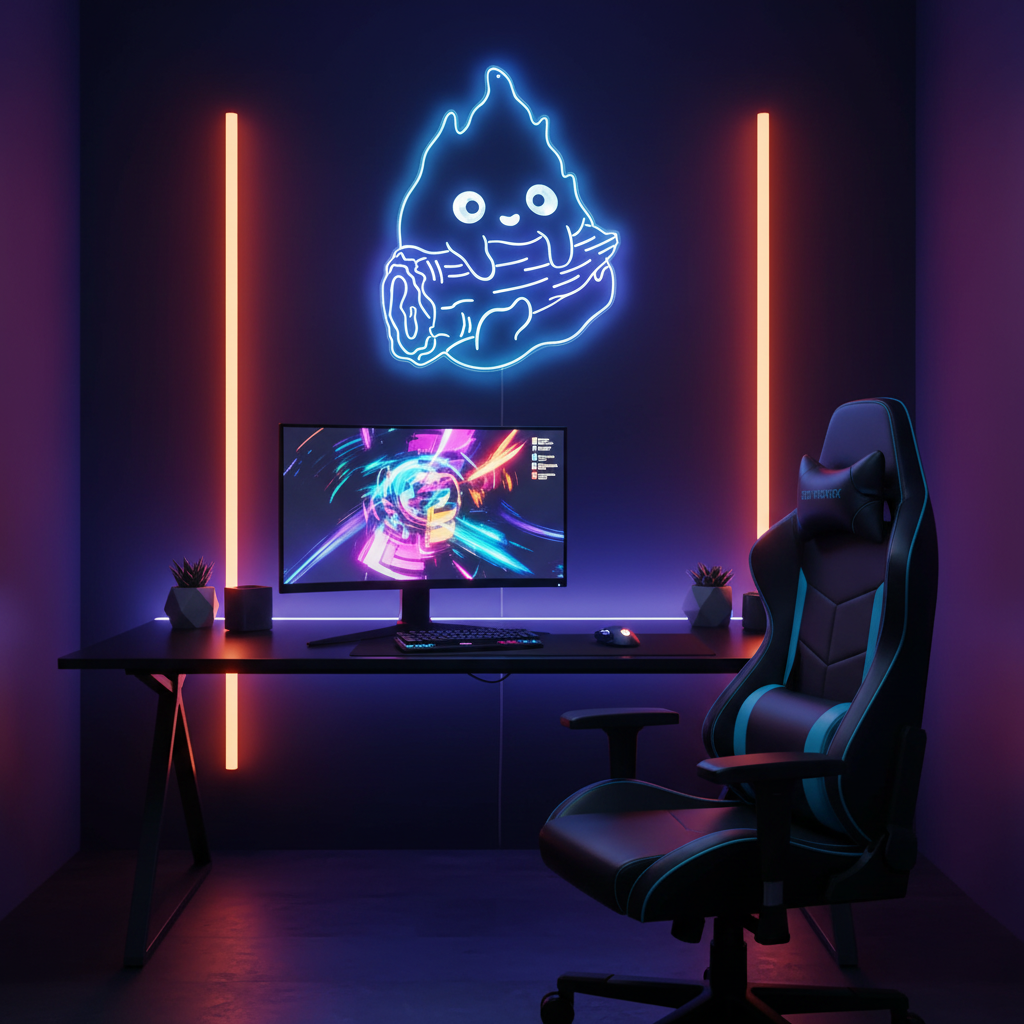 Calcifer Fire Flame Cute Anime Dynamic RGB Edge Lit LED Sign | LEDLABCAVE