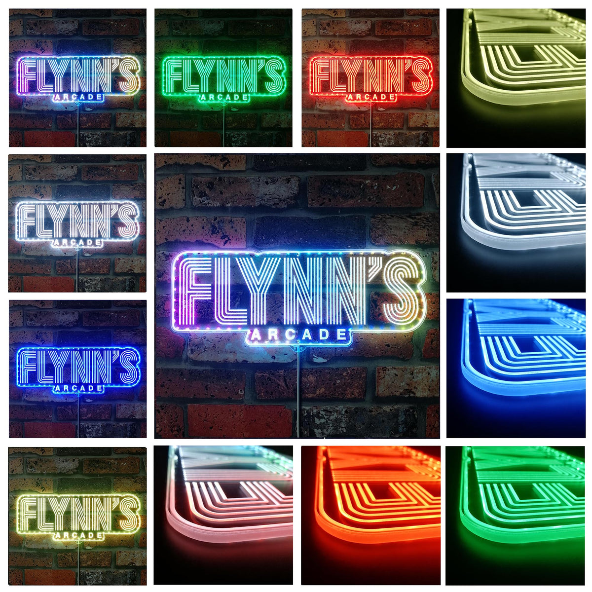 Flynn's Arcade Dynamic RGB Edge Lit LED Sign | LEDLABCAVE
