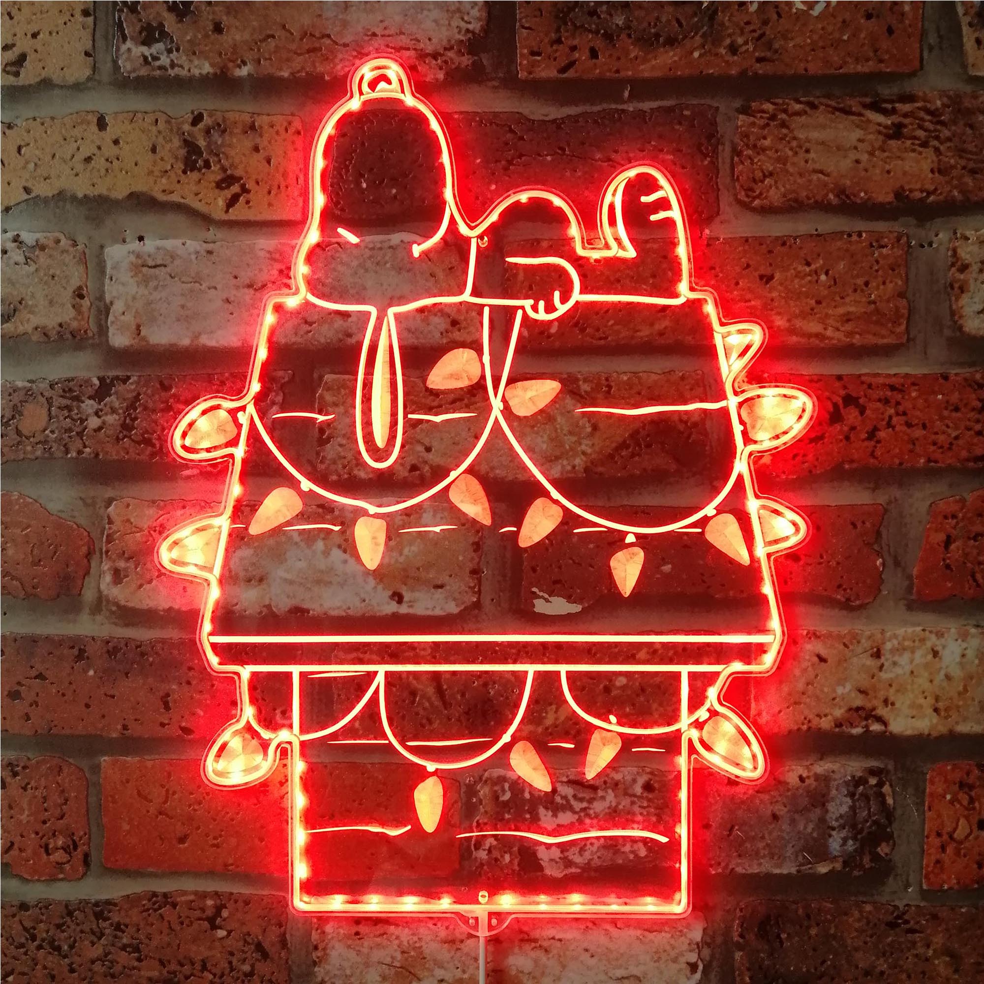 Snoopy Christmas Night Light Neon RGB Edge Lit LED Sign