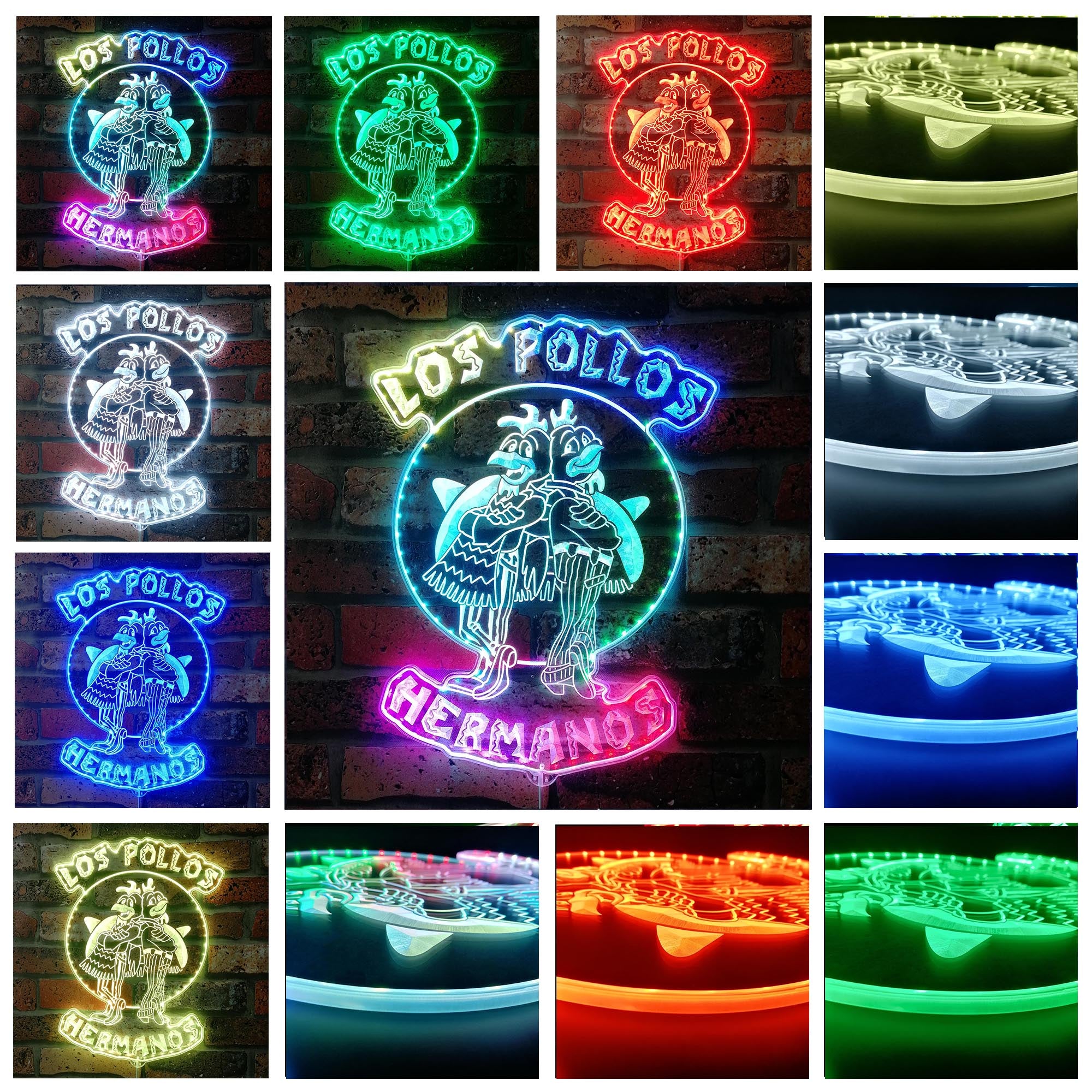 Los Pollos Hermanos Breaking Bad Neon RGB Edge Lit LED Sign