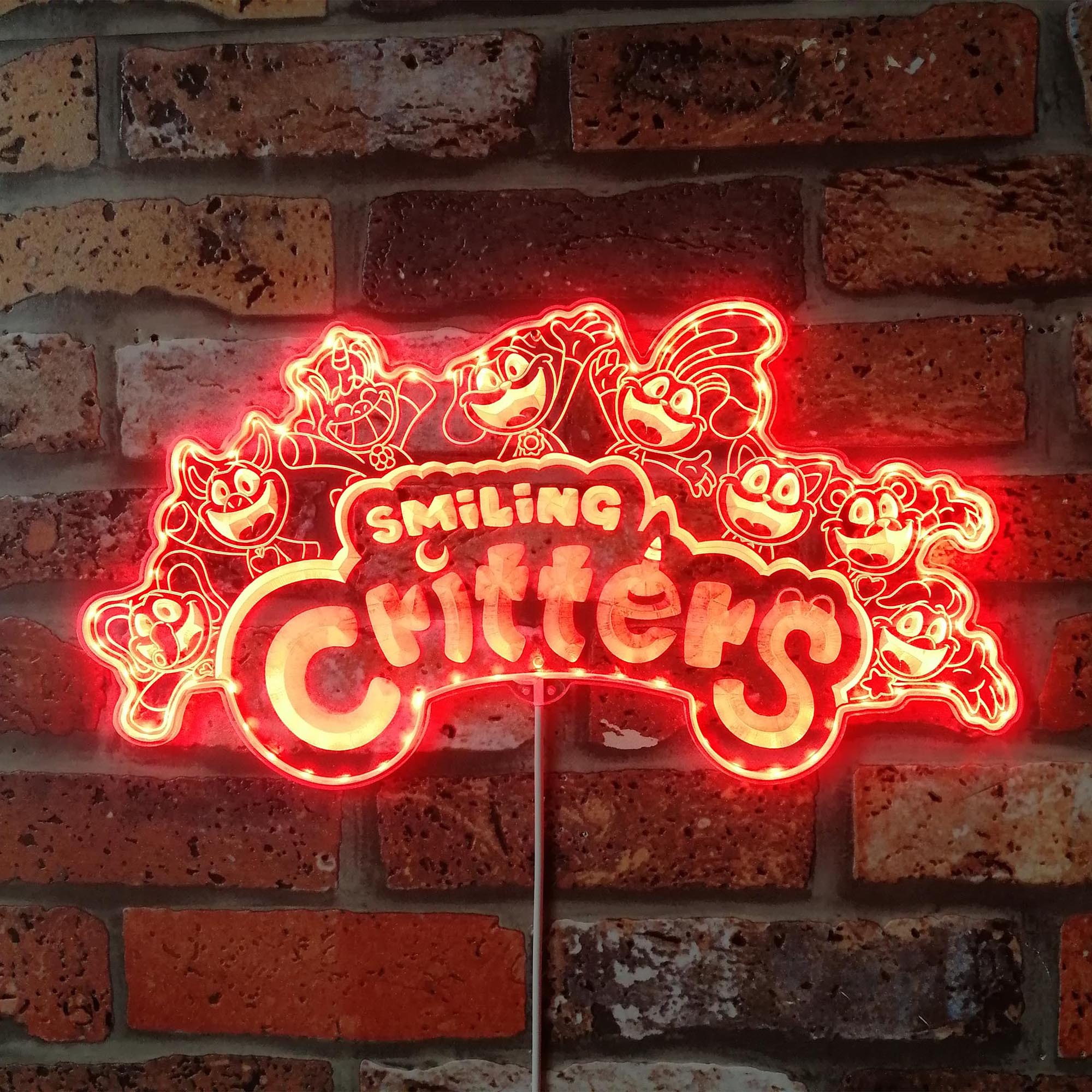 Sign Smilling Smiling Critters Dynamic RGB Edge Lit LED Sign | LEDLABCAVE