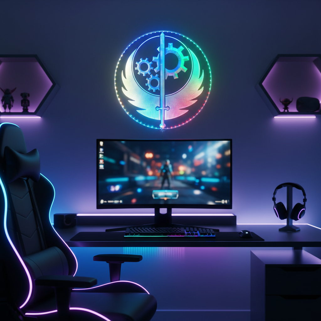 Fallout Brotherhood. Neon RGB Edge Lit LED Sign