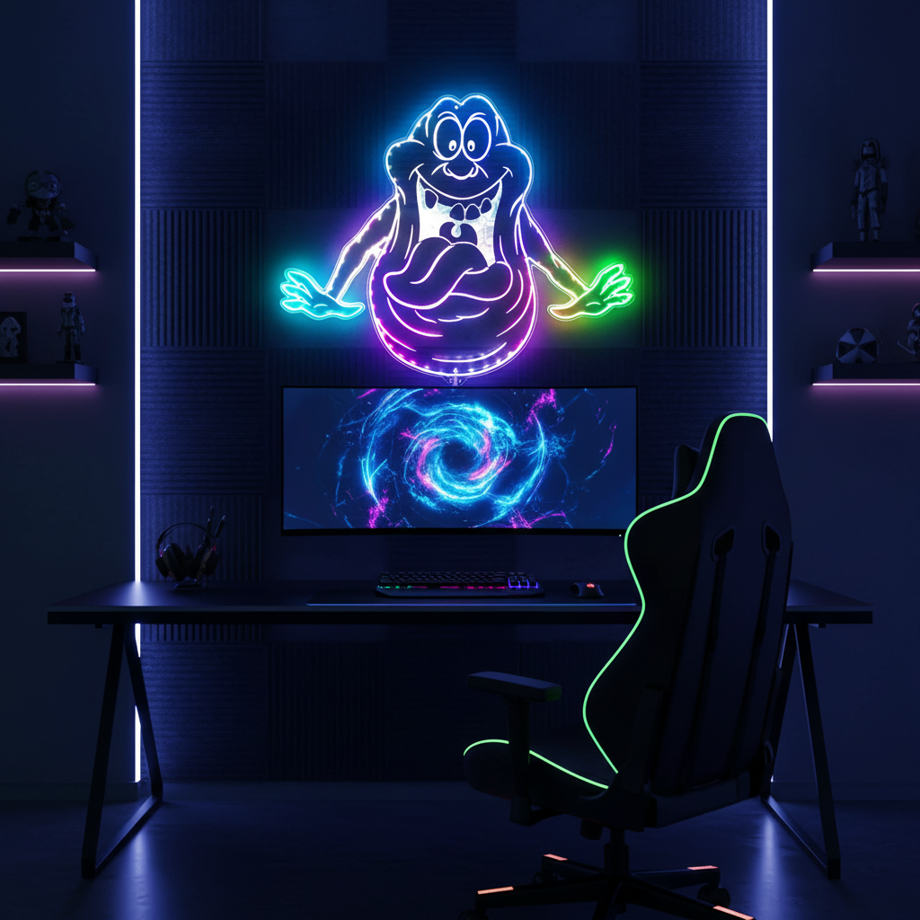 Ghostbuster Slimer Halloween Neon RGB Edge Lit LED Sign
