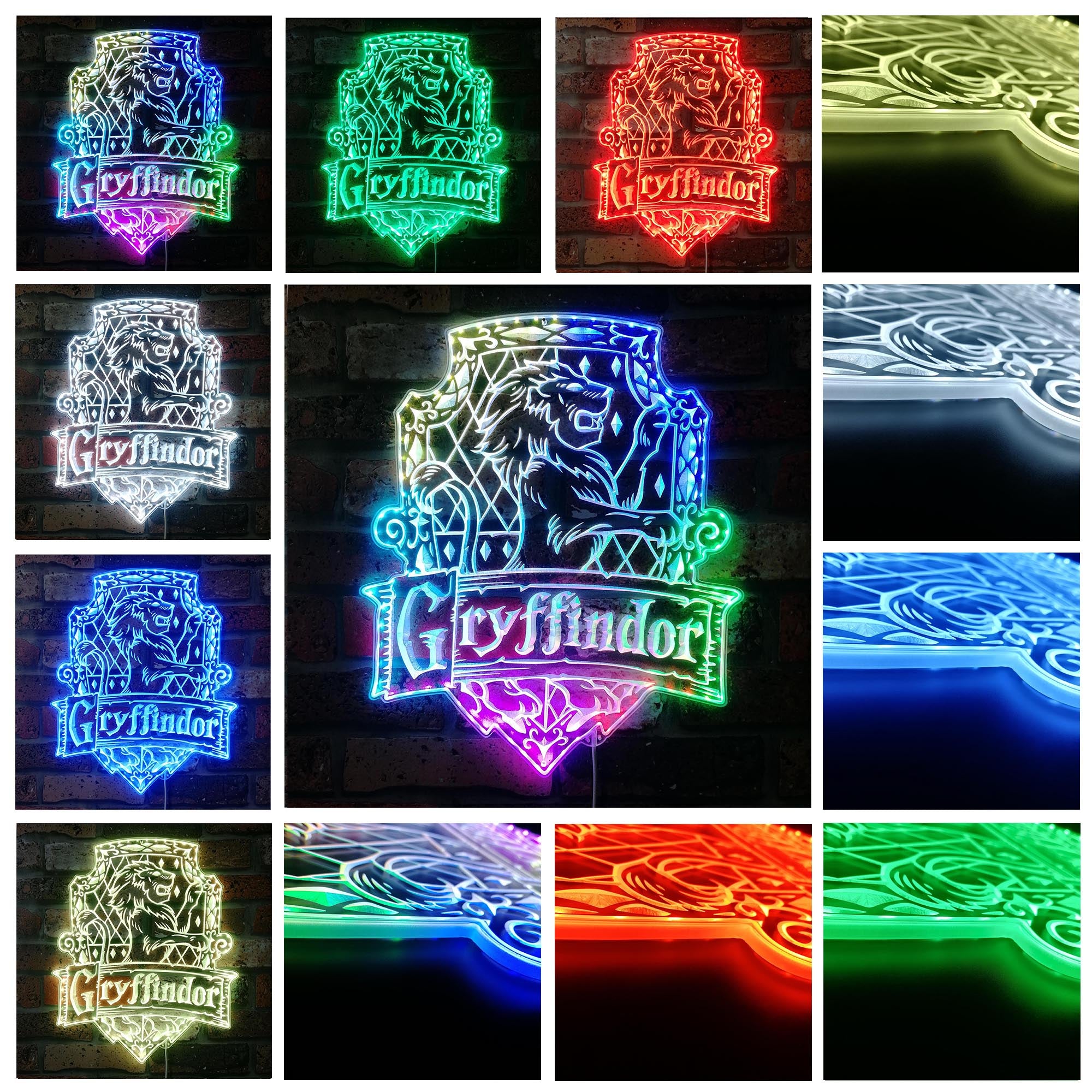 Wizard House Hogwarts Gryffindor Dynamic RGB Edge Lit LED Sign