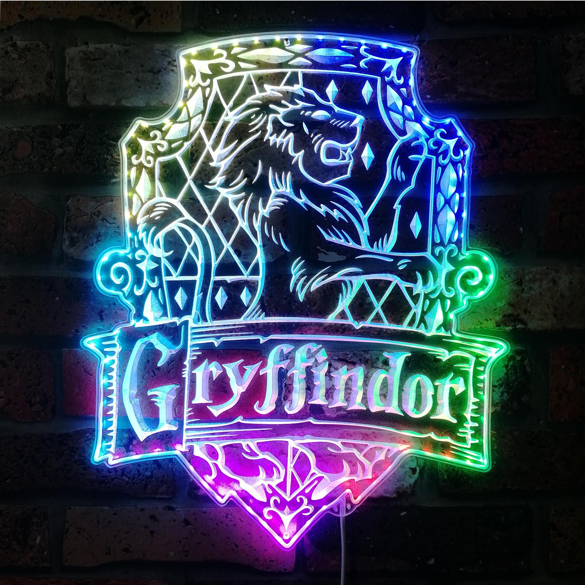 Wizard House Hogwarts Gryffindor Dynamic RGB Edge Lit LED Sign