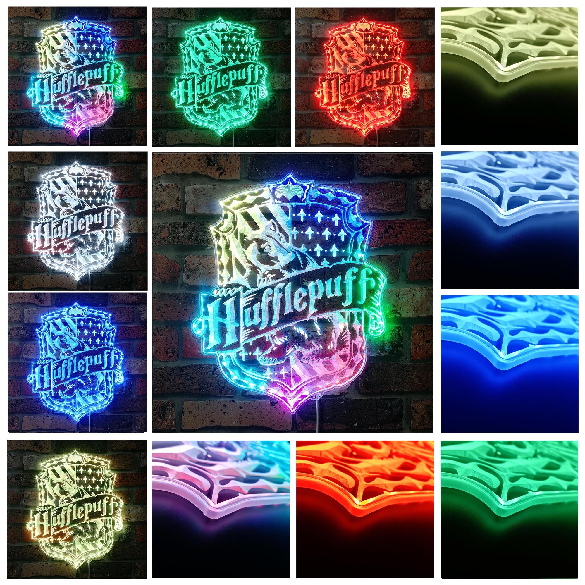 Wizard House Hogwarts Hufflepuff Dynamic RGB Edge Lit LED Sign