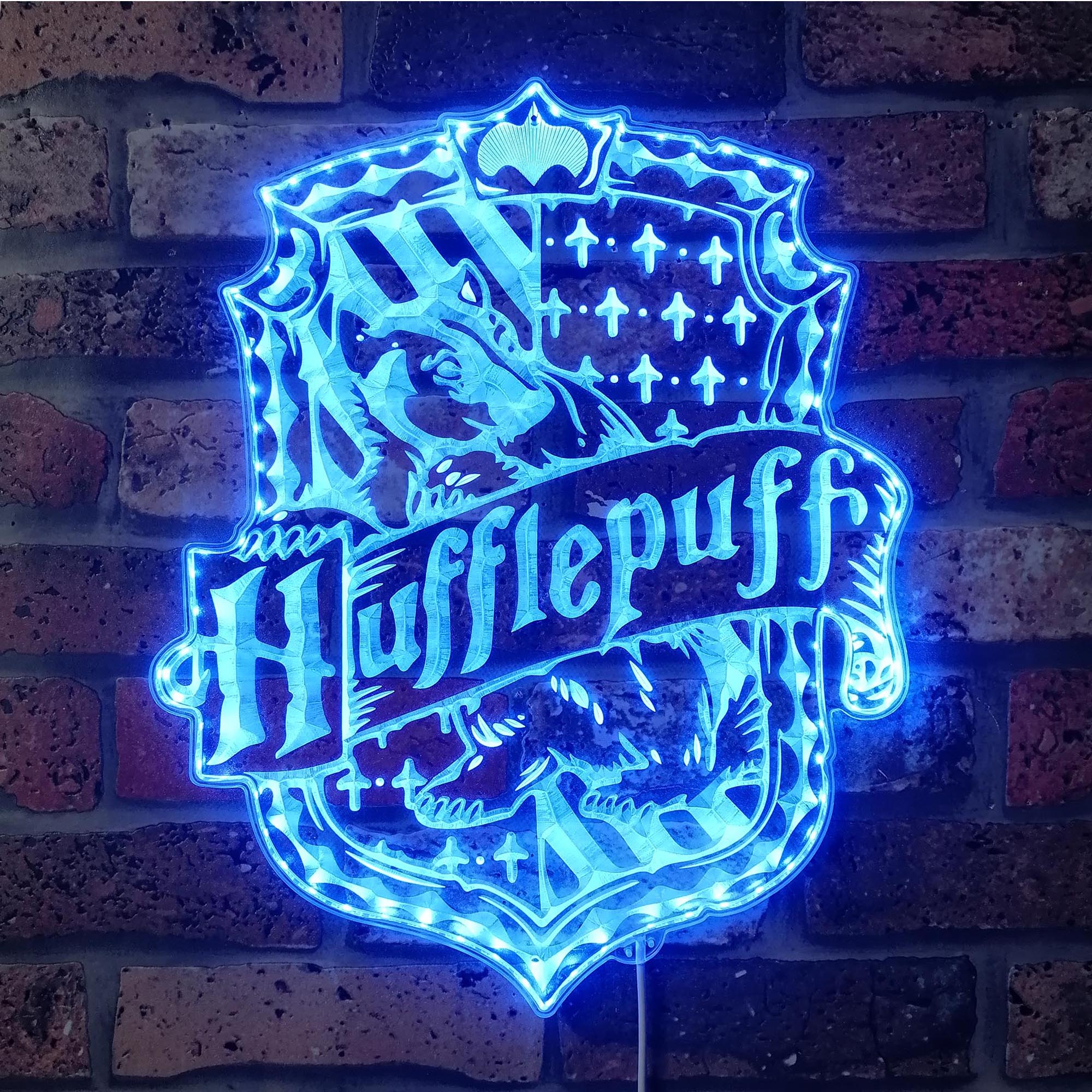 Wizard House Hogwarts Hufflepuff Dynamic RGB Edge Lit LED Sign