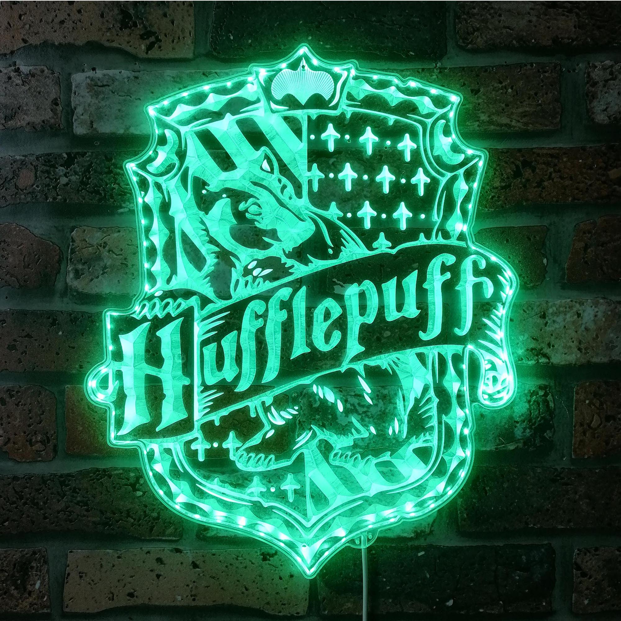 Wizard House Hogwarts Hufflepuff Dynamic RGB Edge Lit LED Sign