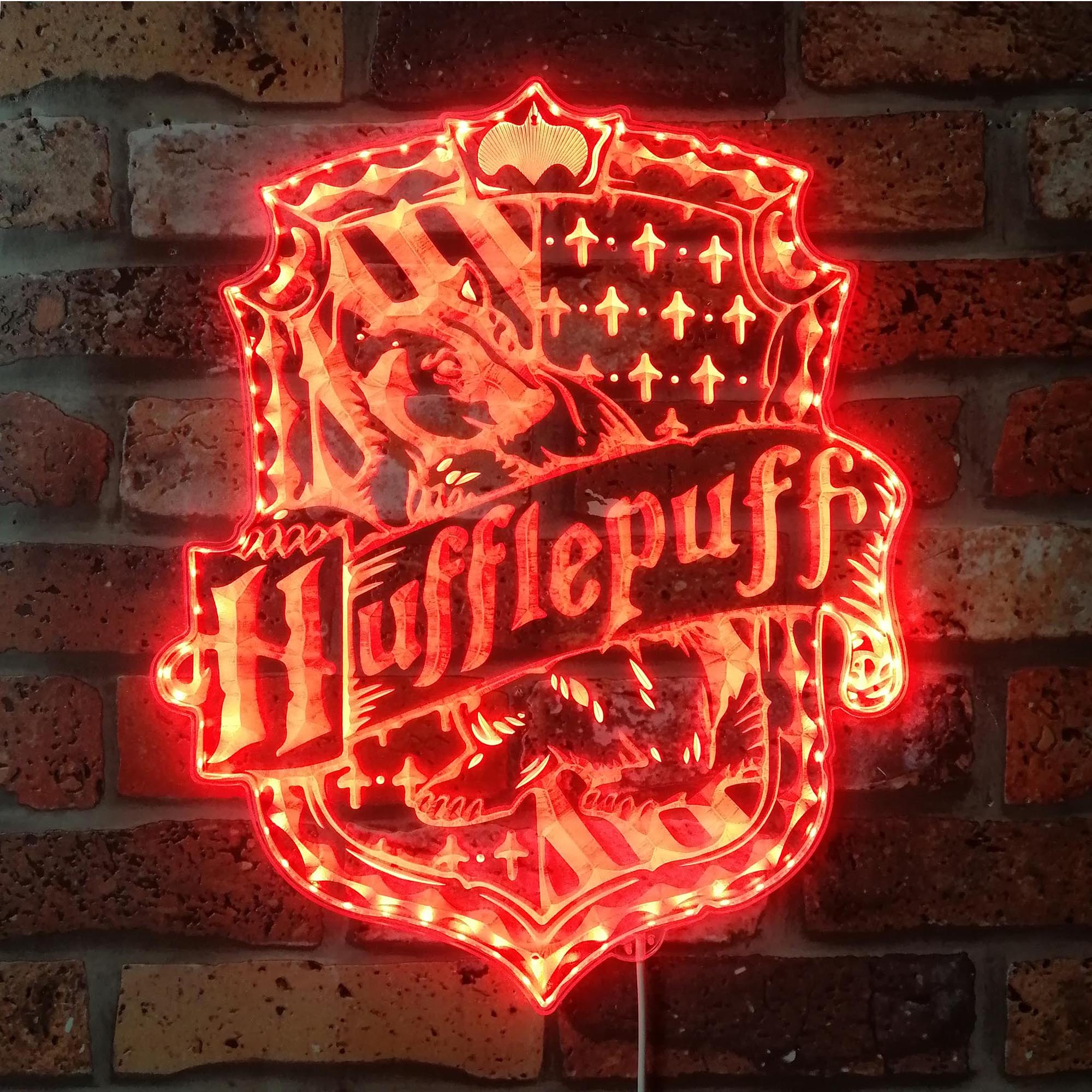 Wizard House Hogwarts Hufflepuff Dynamic RGB Edge Lit LED Sign