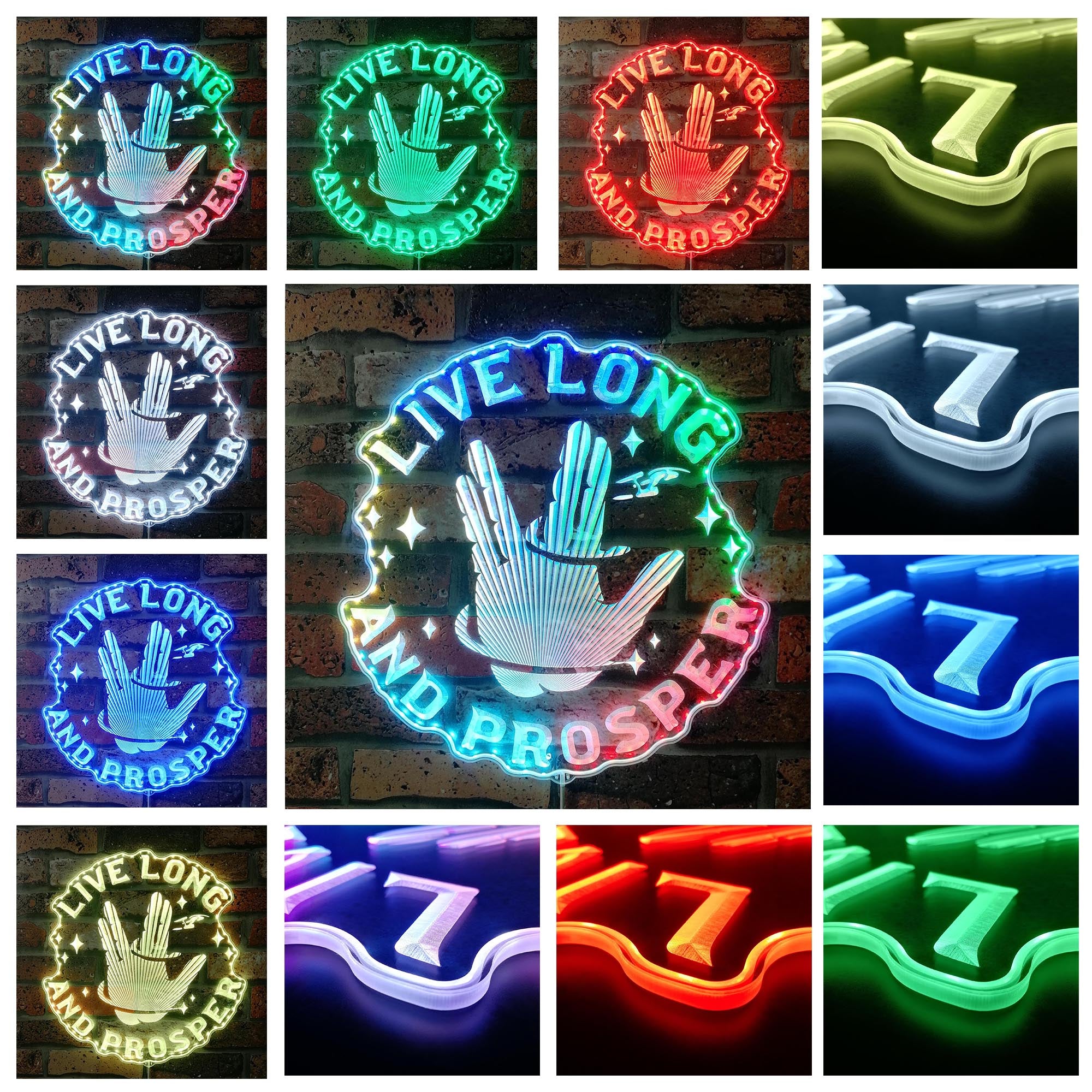 Live Long and Prosper Dynamic RGB Edge Lit LED Sign