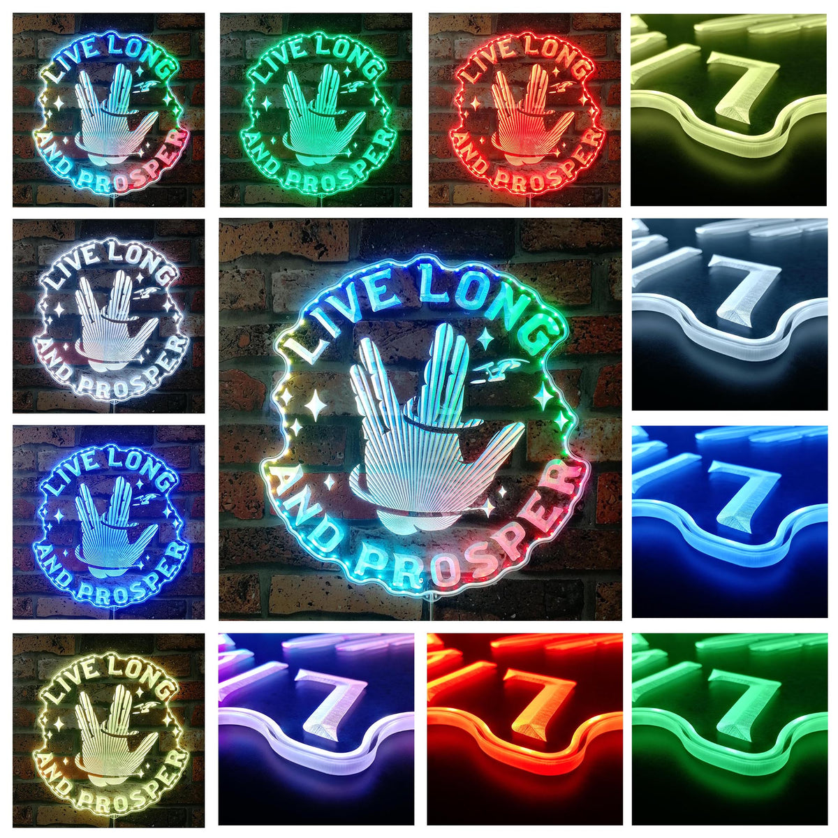 Live Long and Prosper Dynamic RGB Edge Lit LED Sign | LED LAB CAVE