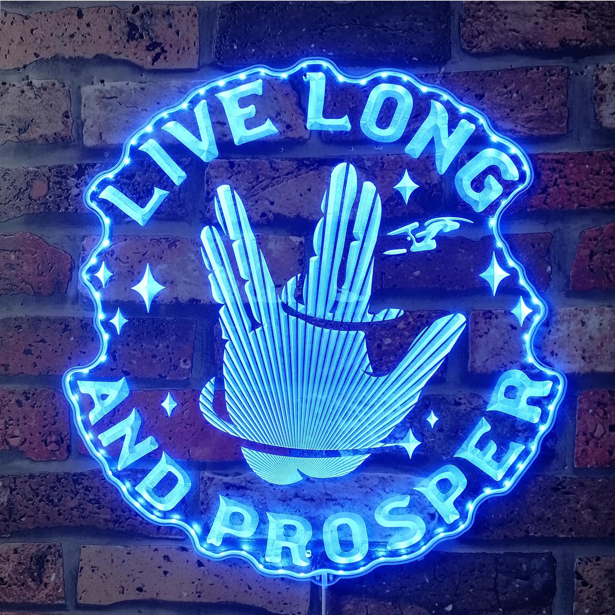 Live Long and Prosper Dynamic RGB Edge Lit LED Sign