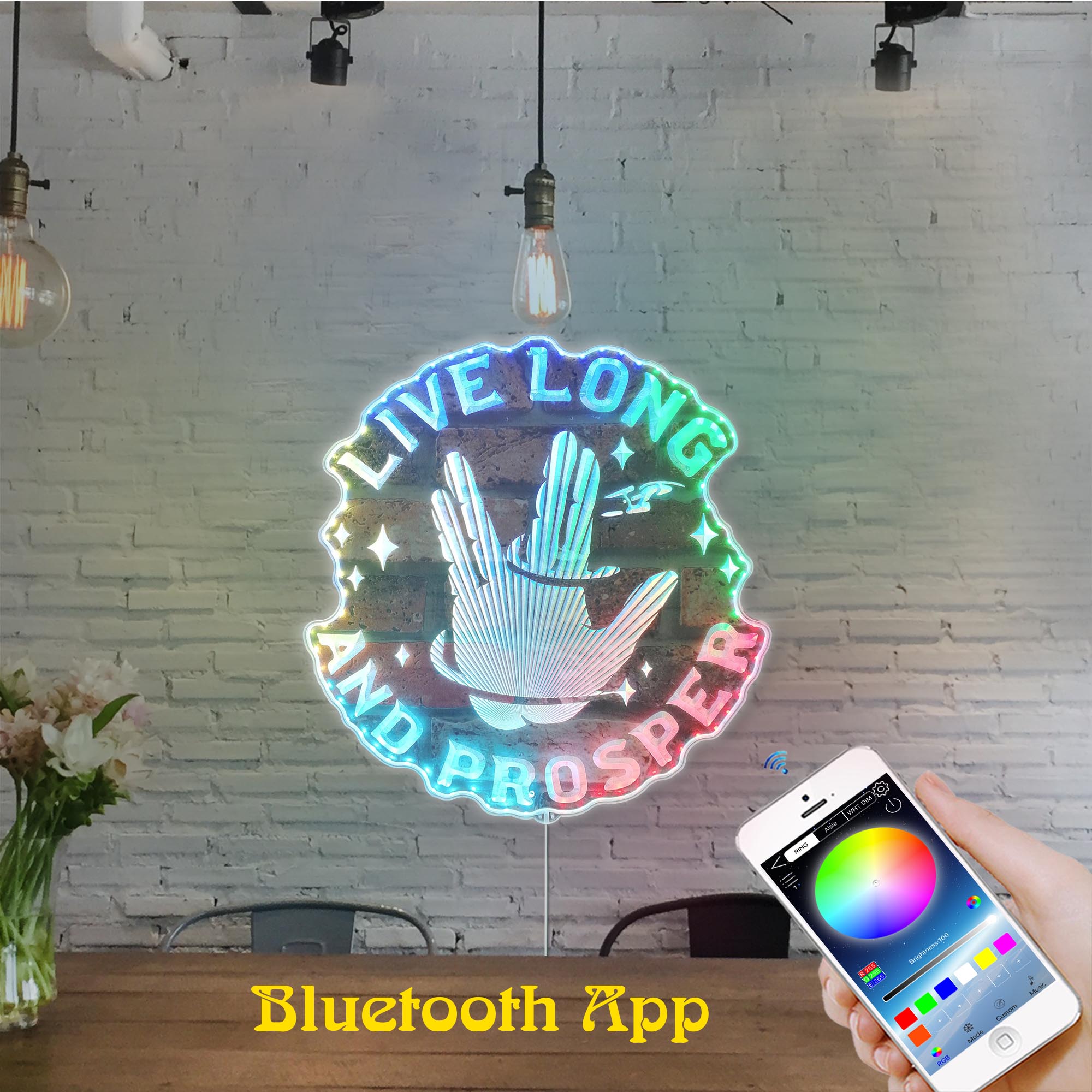 Live Long and Prosper Dynamic RGB Edge Lit LED Sign